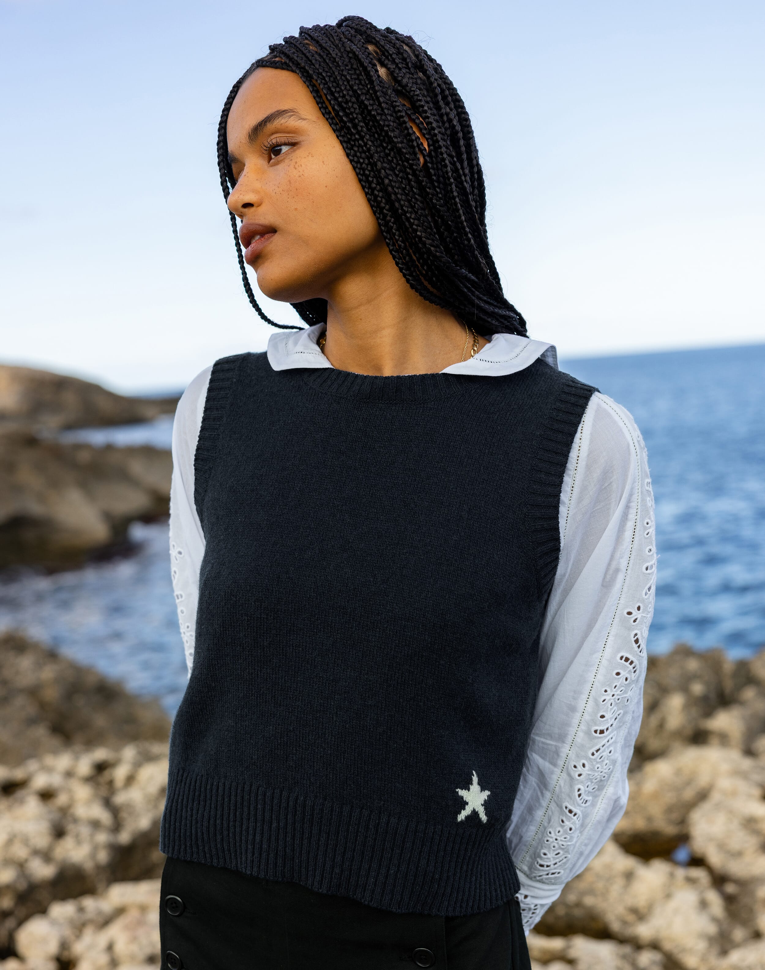 The Star Tank in Navy | Womenswear | SKYE by Brora SS26