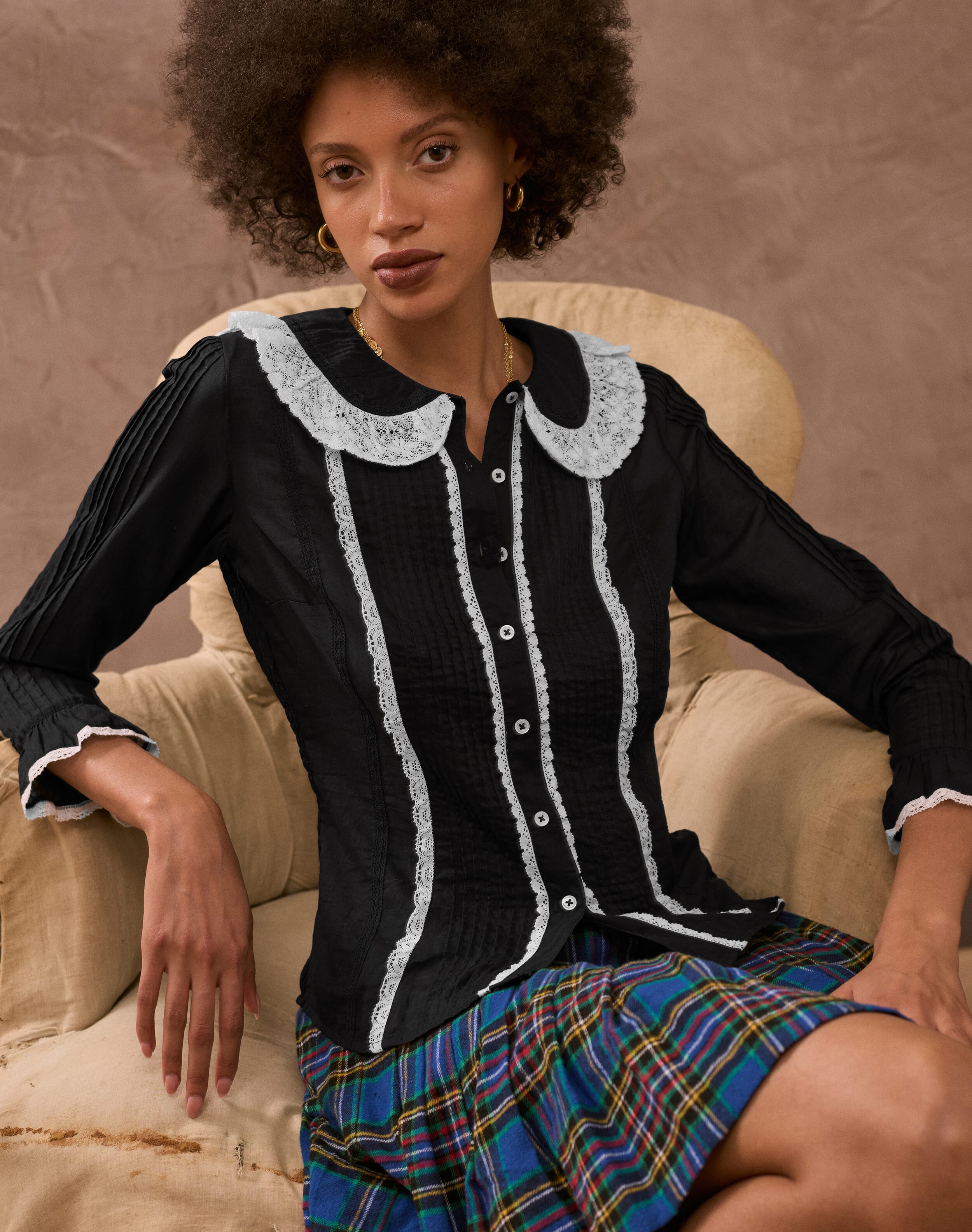 Brora The Organic Cotton Lace Blouse