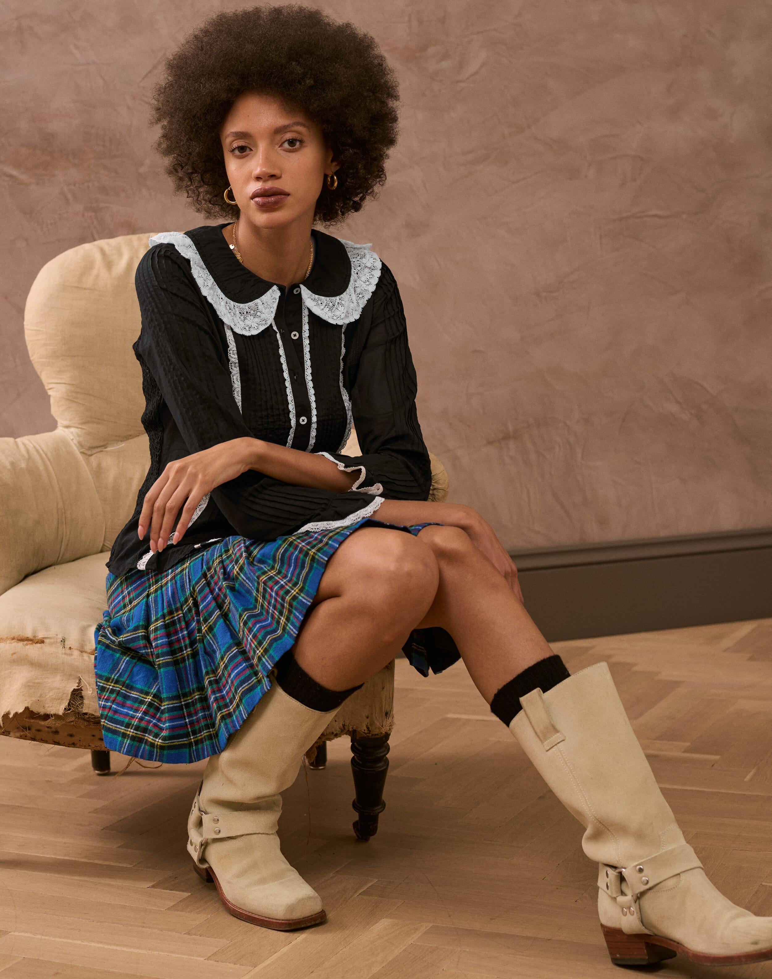 小物 minus kilt Plaid Mini Kilt in Cobalt | Women's Skirts | SKYE by Brora