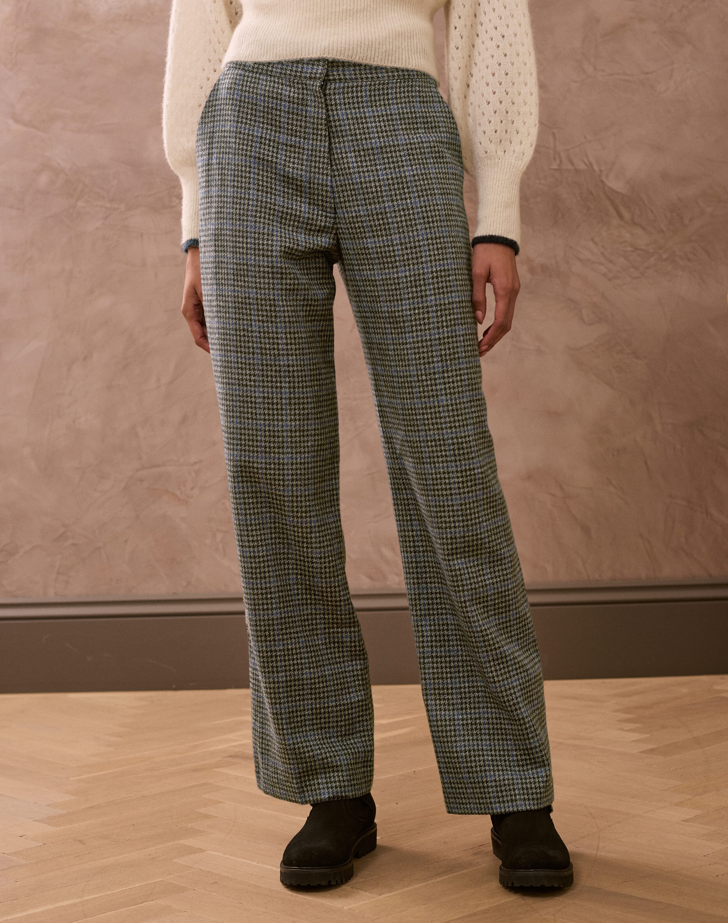 新品 TODAYFUL Houndstooth Wool Trousers 36 Joseph - Regular Fit Houndstooth Wool-Blend Trousers - Brown