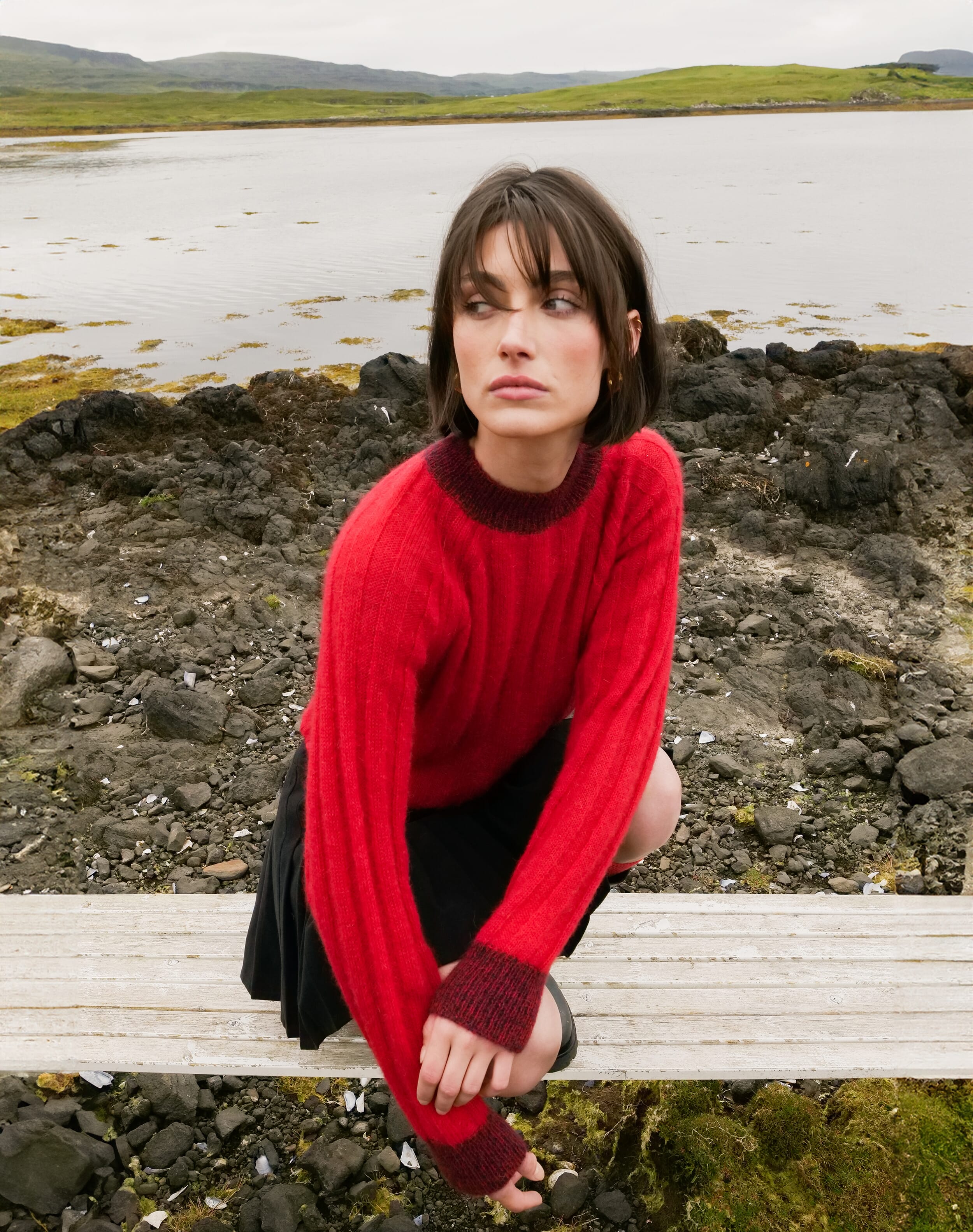 Brora The Mohair Ribbed Jumper Poppy