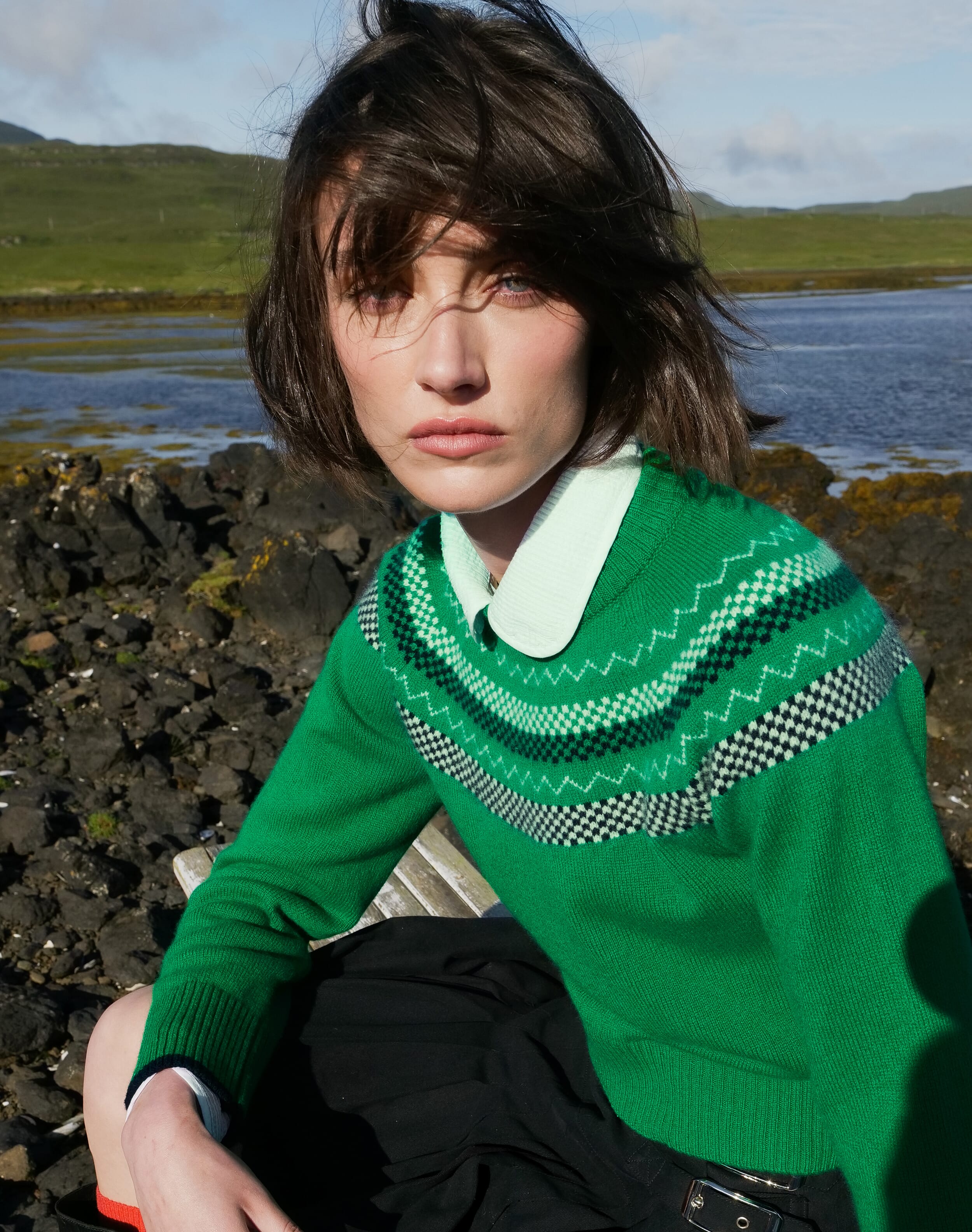 Brora The Supersoft Lambswool Graphic Jumper Lizard