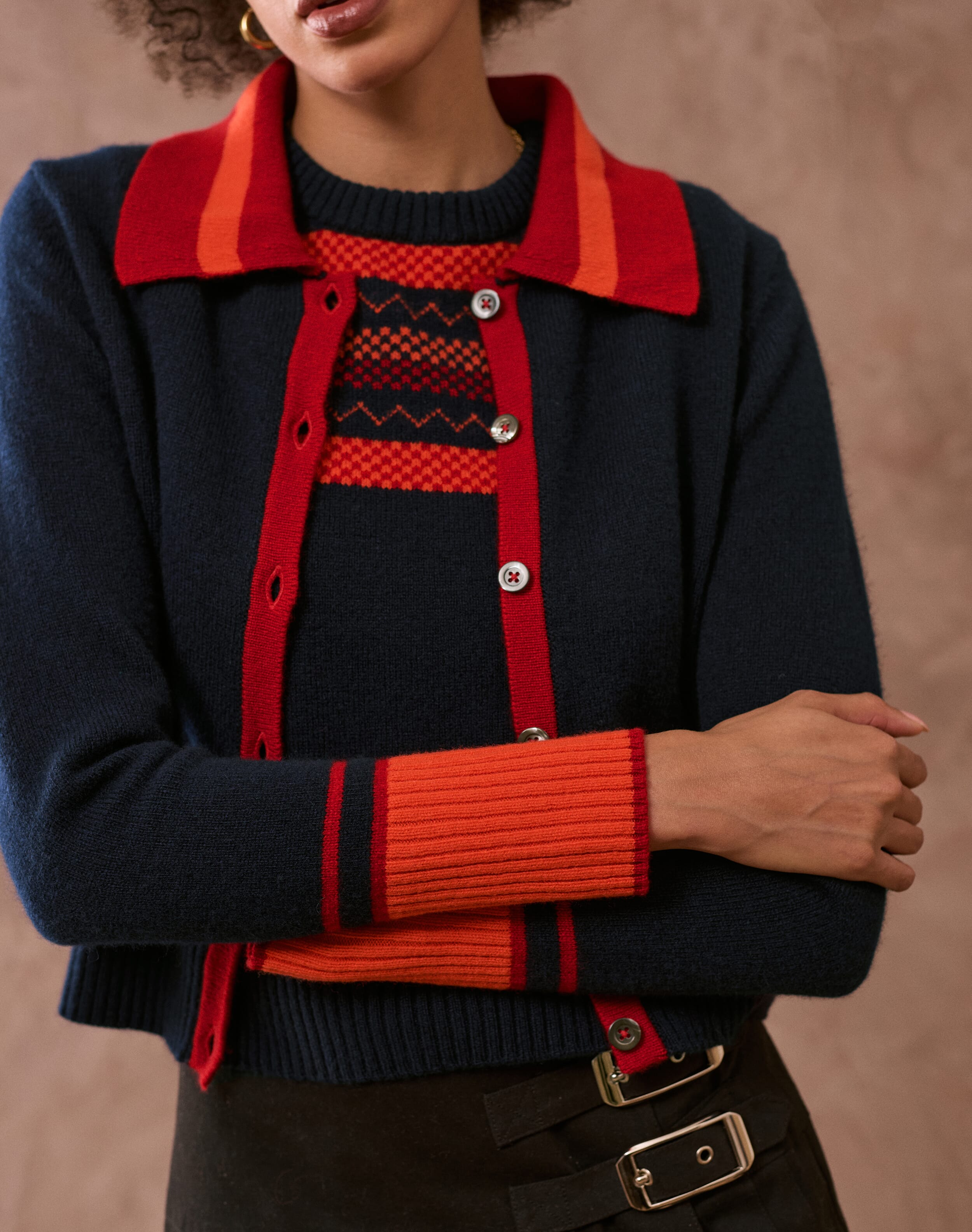 Supersoft Lambswool Cardigan in Neptune & Henna | SKYE by Brora