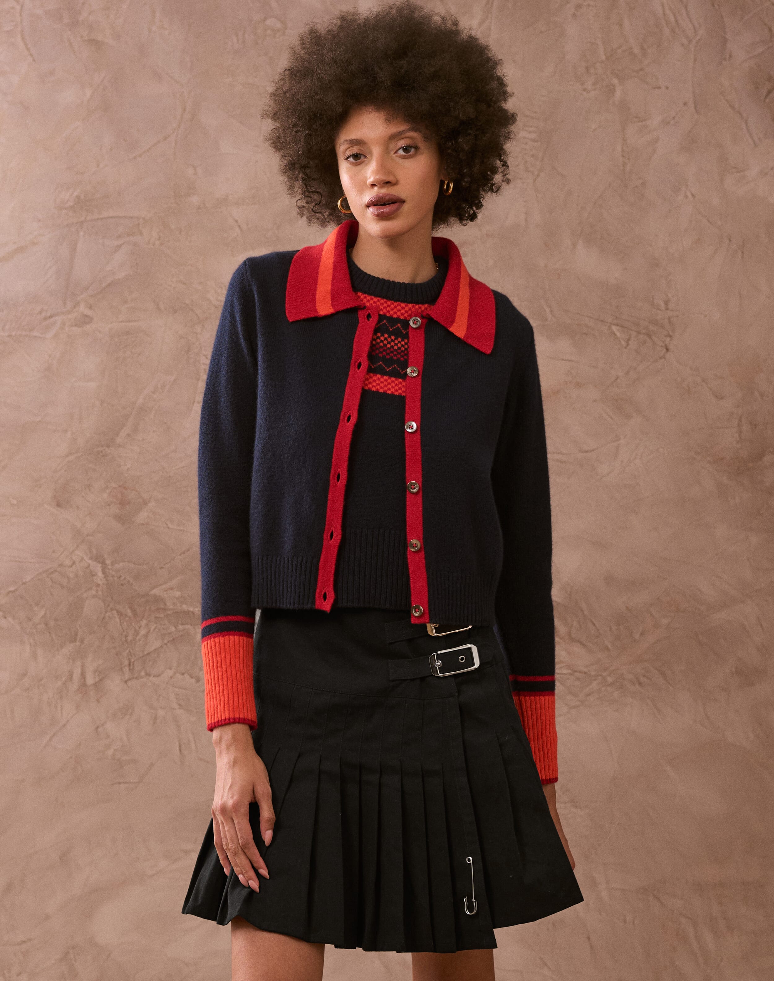 Supersoft Lambswool Cardigan in Neptune & Henna | SKYE by Brora