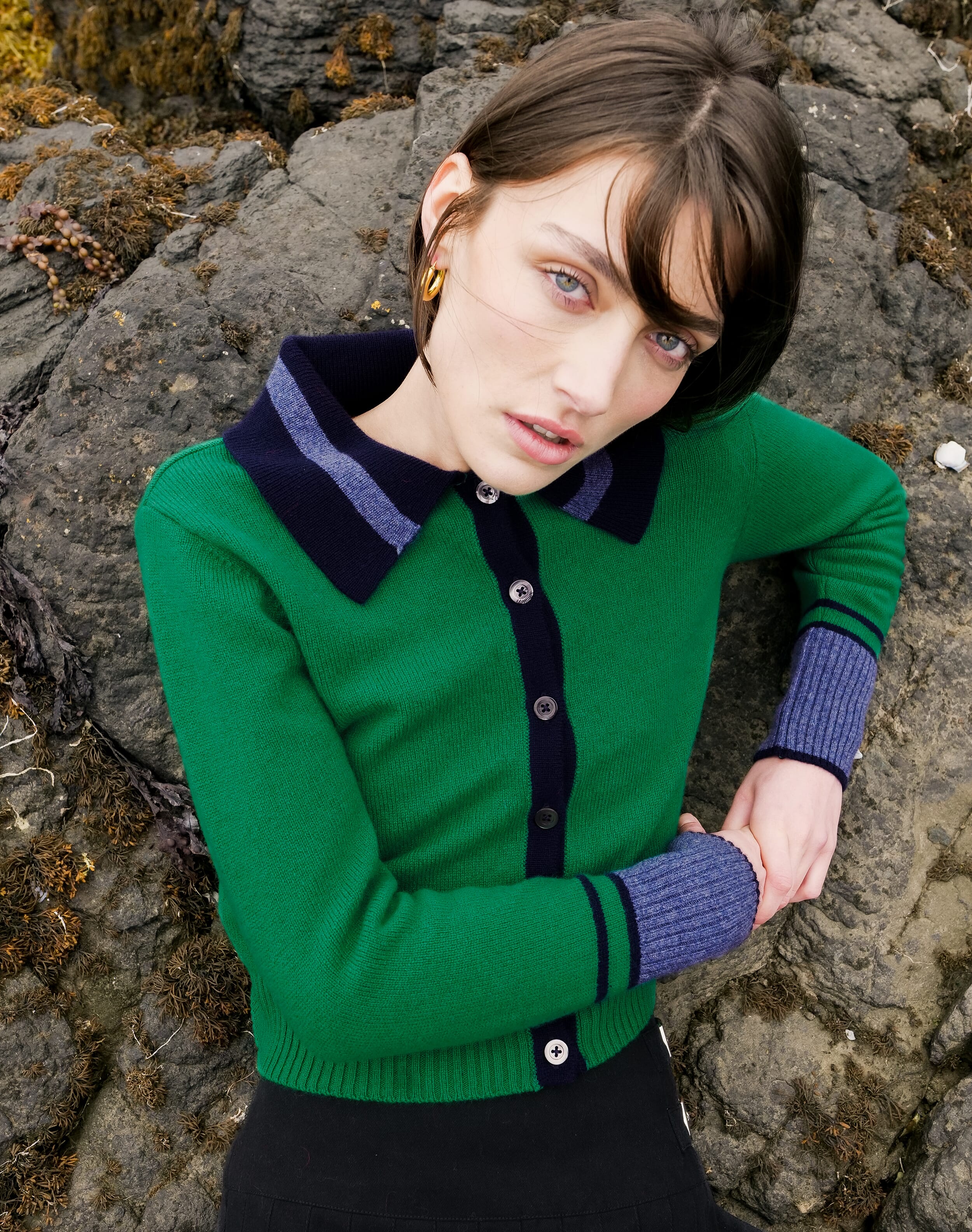 Brora The Supersoft Lambswool Cardigan Lizard neptune