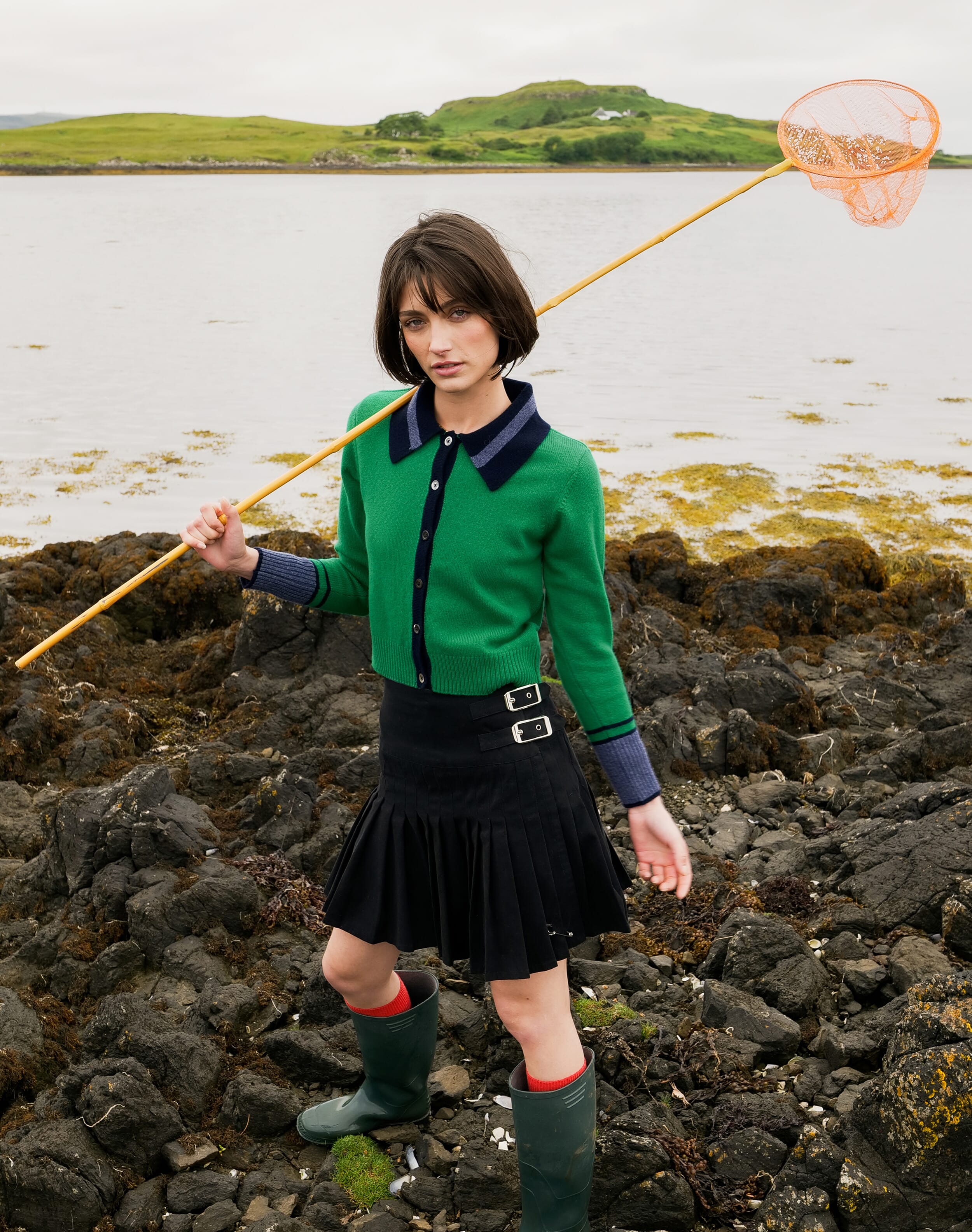 Supersoft Lambswool Cardigan in Lizard & Neptune | SKYE by Brora