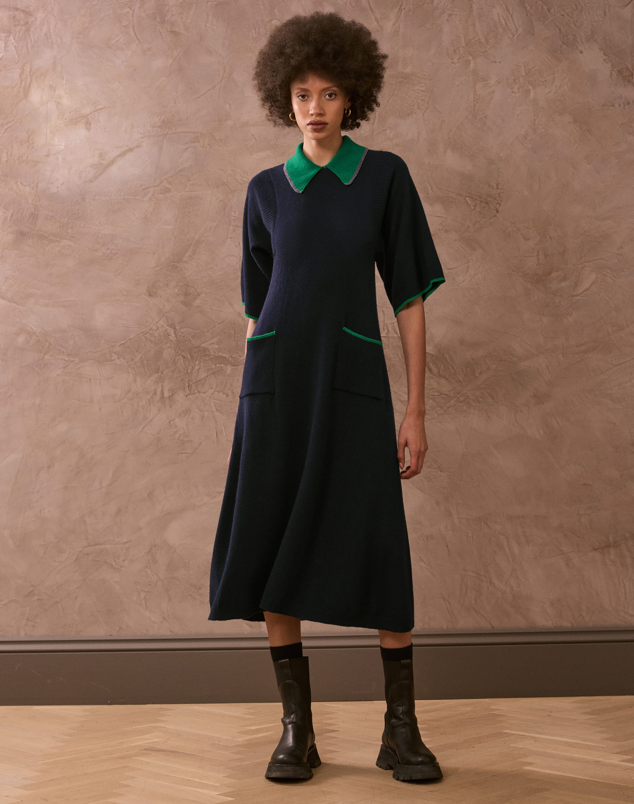 Brora The Supersoft Lambswool Knitted Dress Neptune