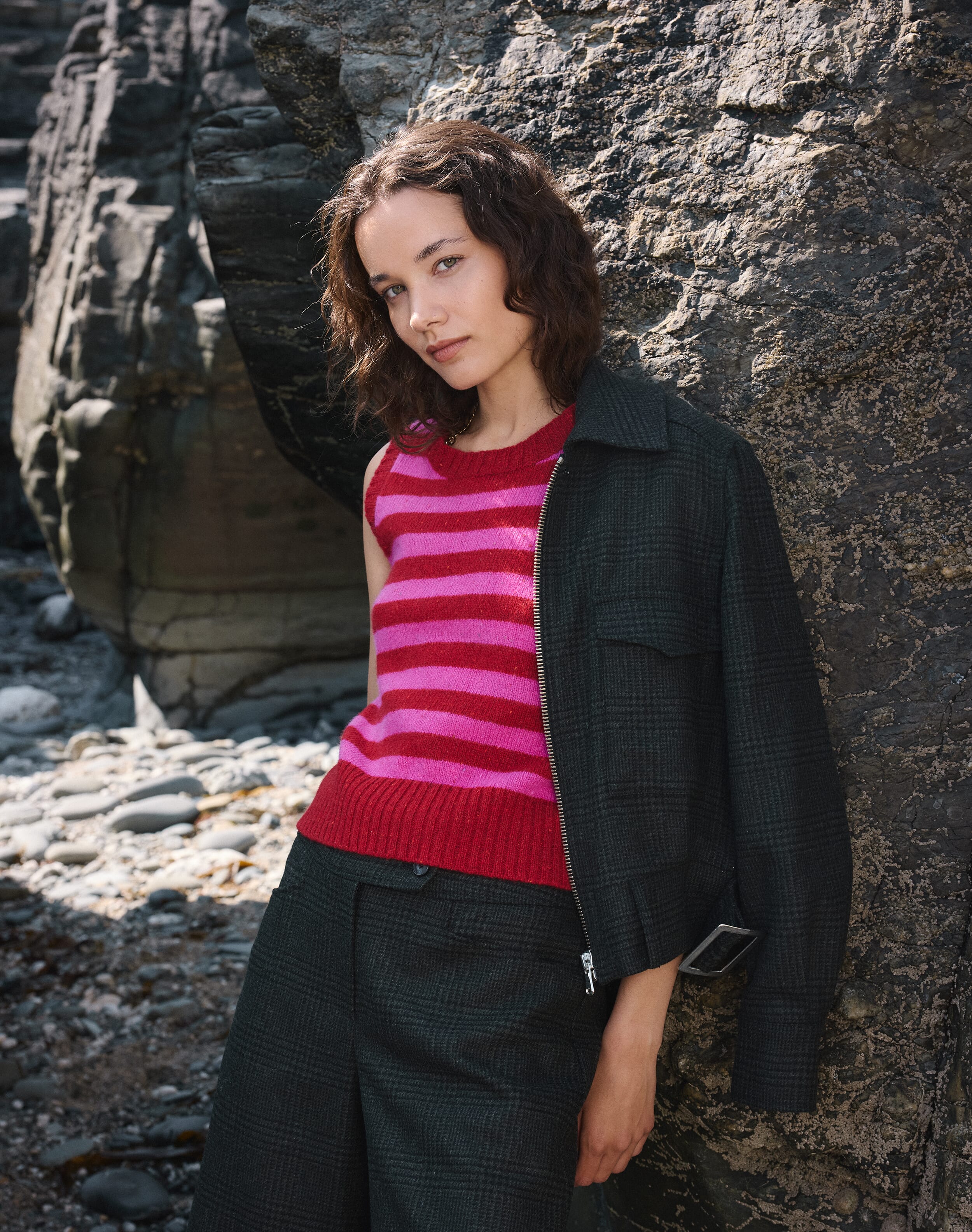 The Check Wool Bomber Jacket in Lead | Jackets | SKYE by Brora