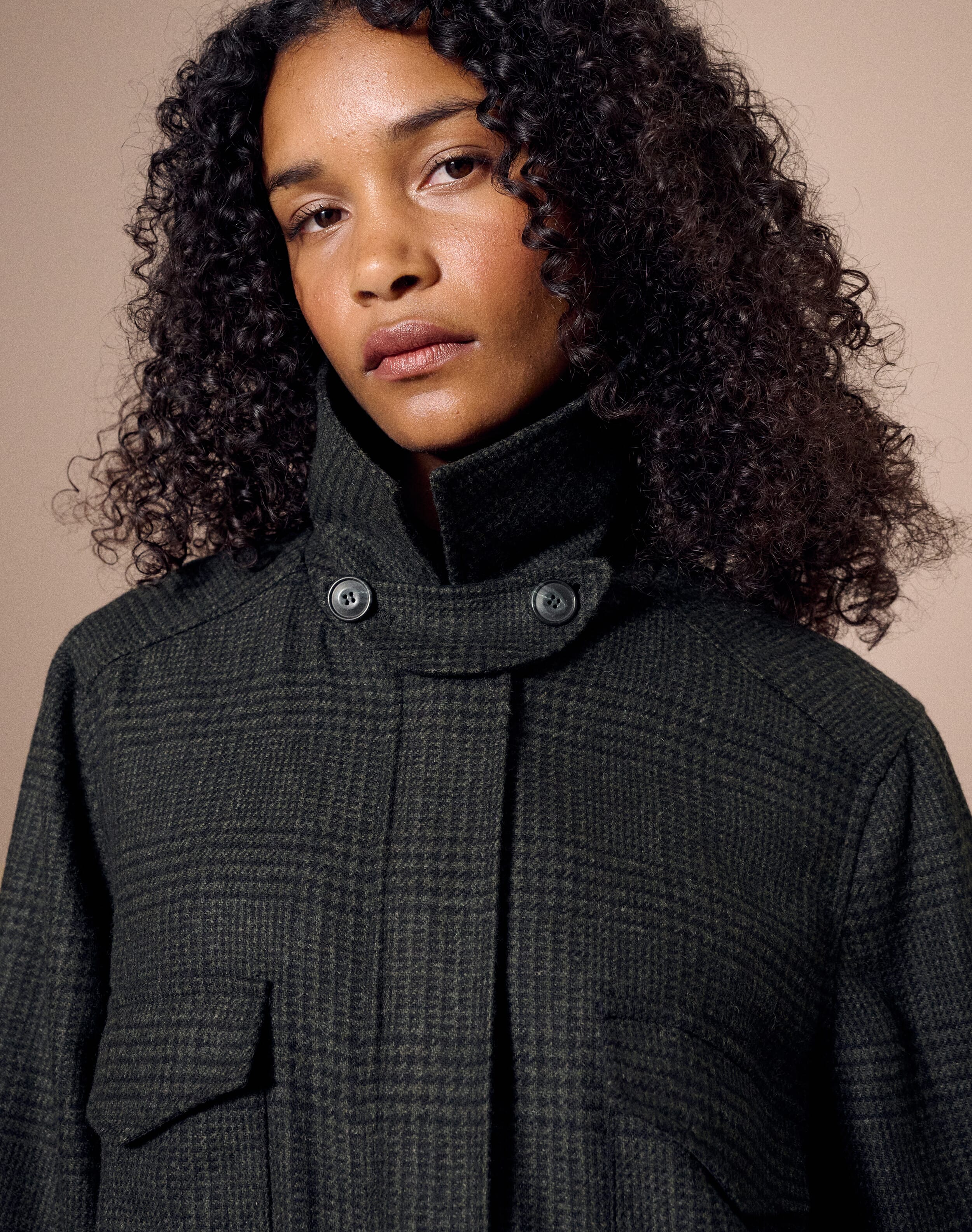 The Check Wool Bomber Jacket in Lead | Jackets | SKYE by Brora