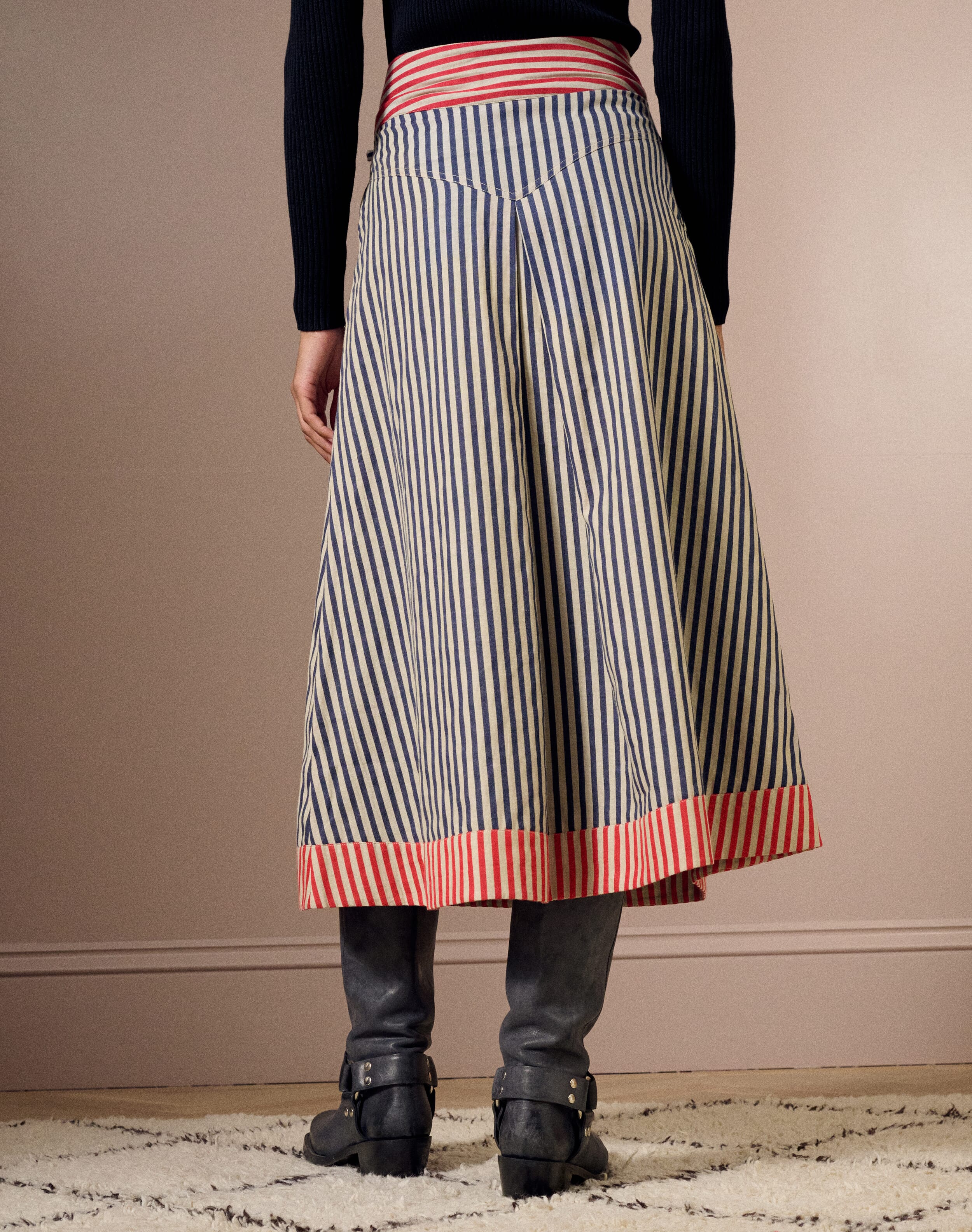 The Stripe Skirt in Navy & Silver | Womenswear | Clearance