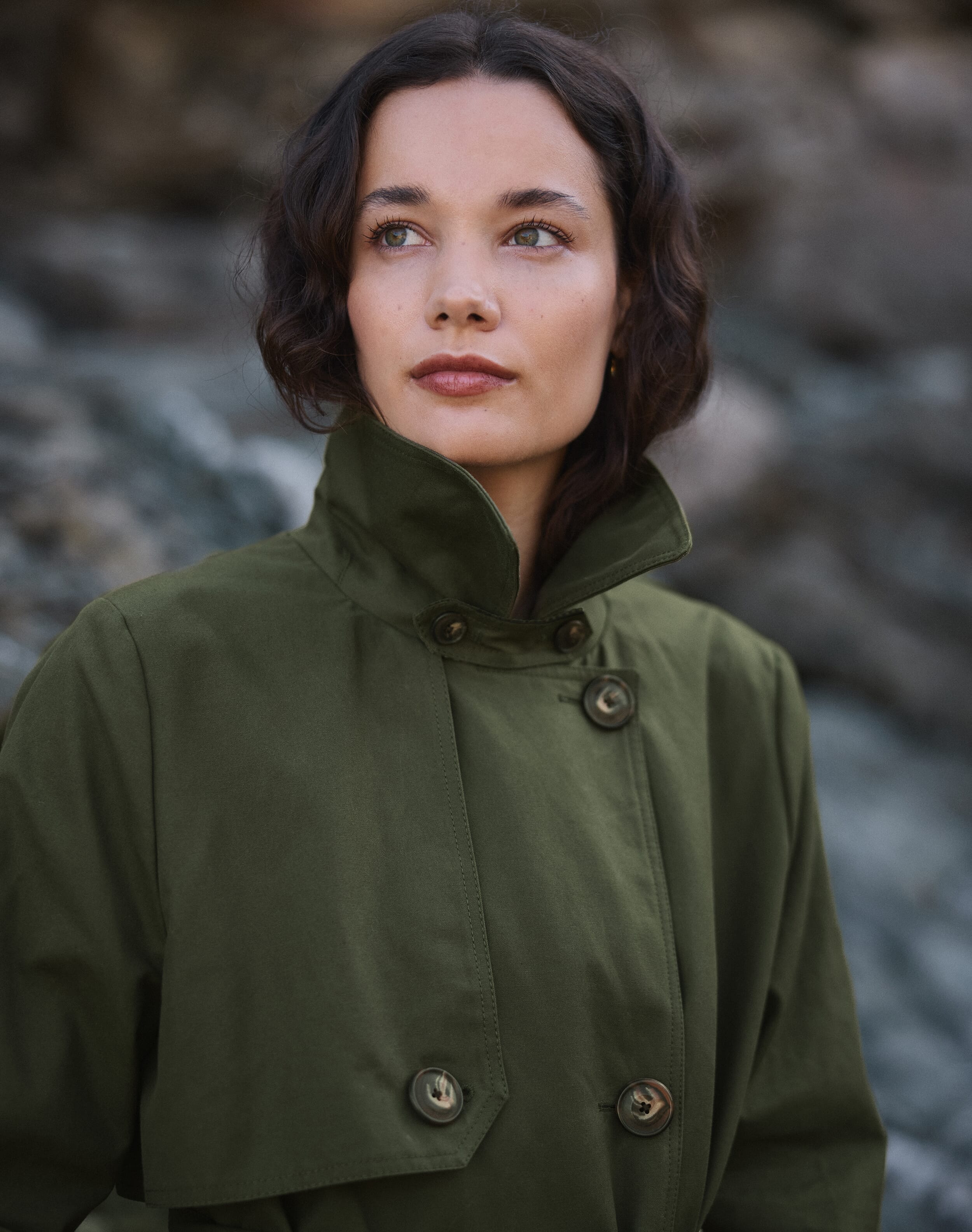 The Waxed Cotton Military Trench in Khaki | Clearance