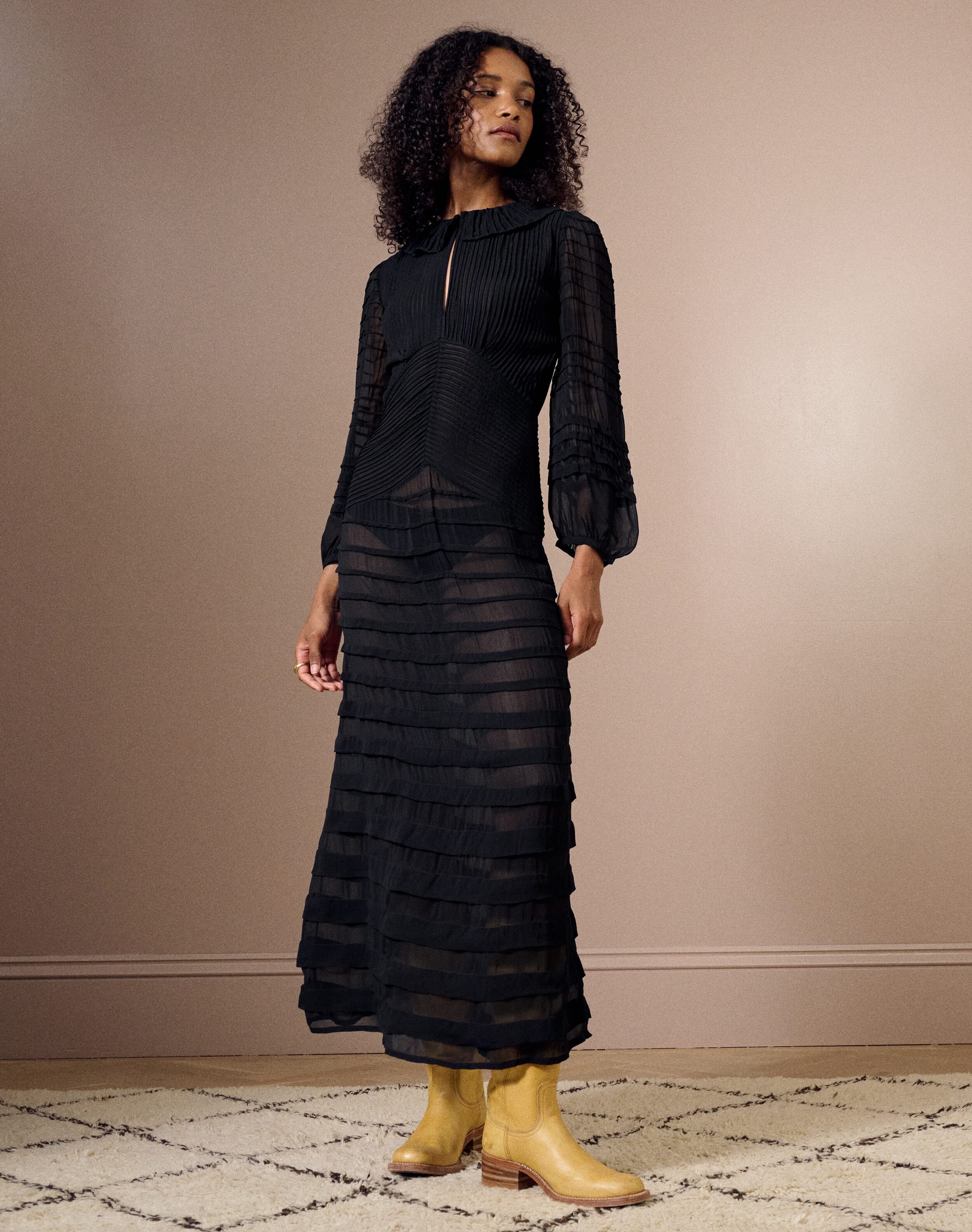 The Pintuck Dress in Black | Womenswear| Clearance