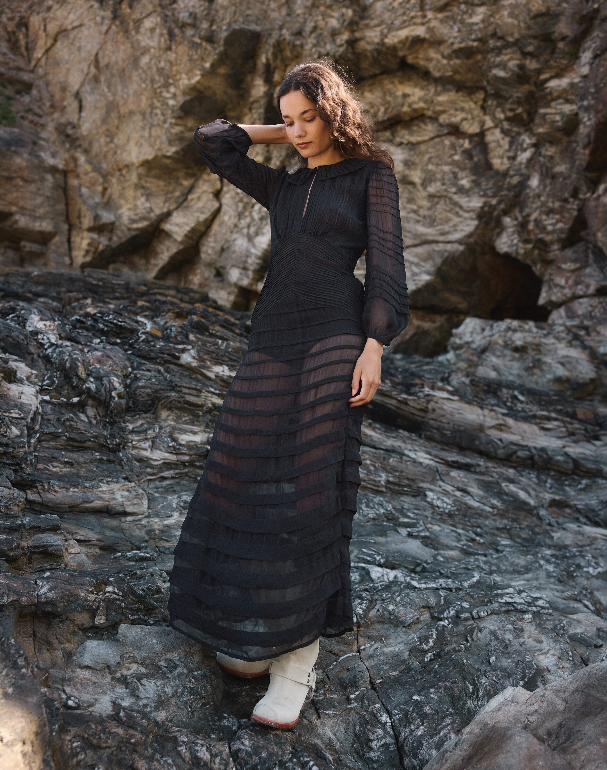 The Pintuck Dress in Black | Womenswear| Clearance