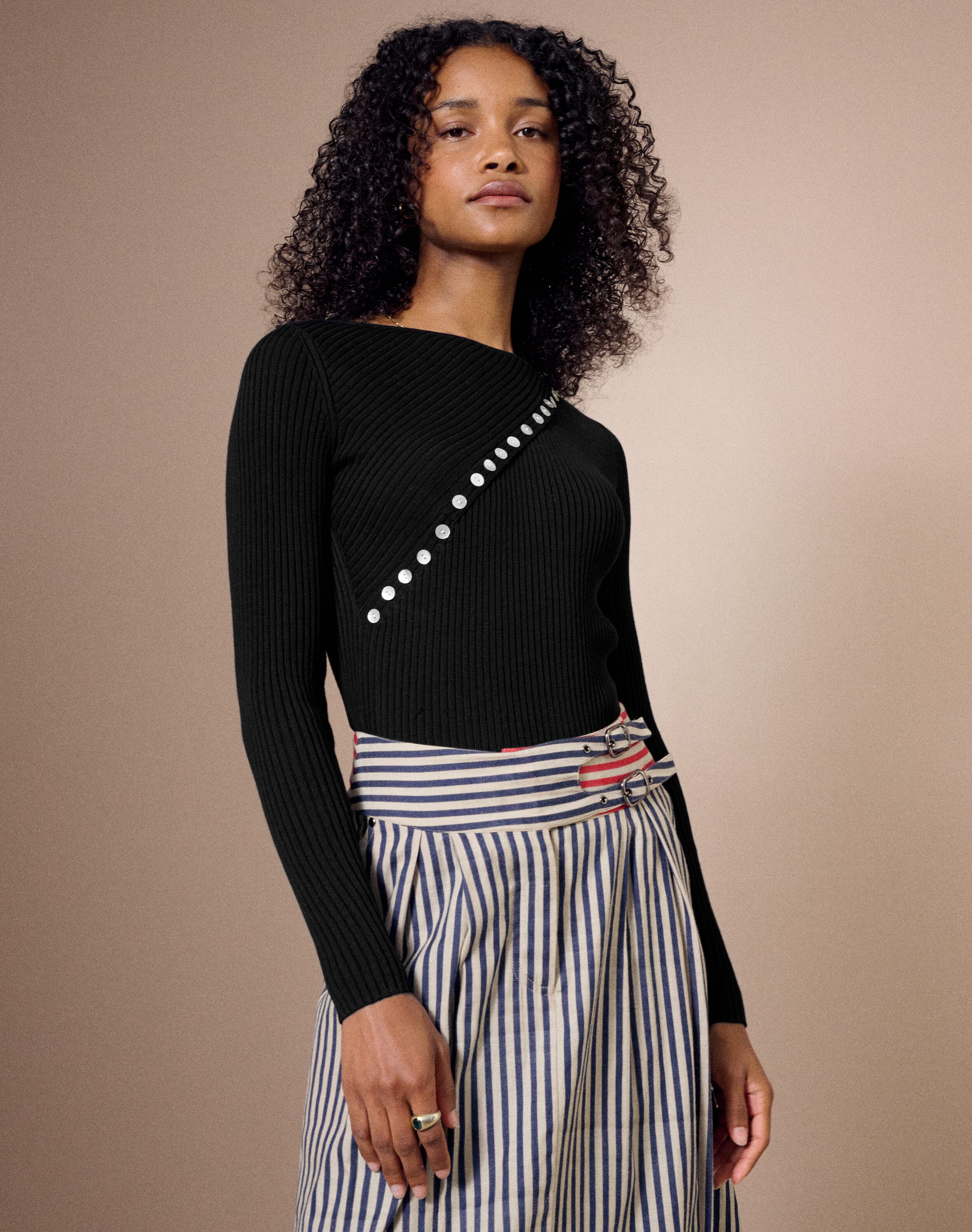 The Knitted Rib Top in Black | Womenswear | Clearance