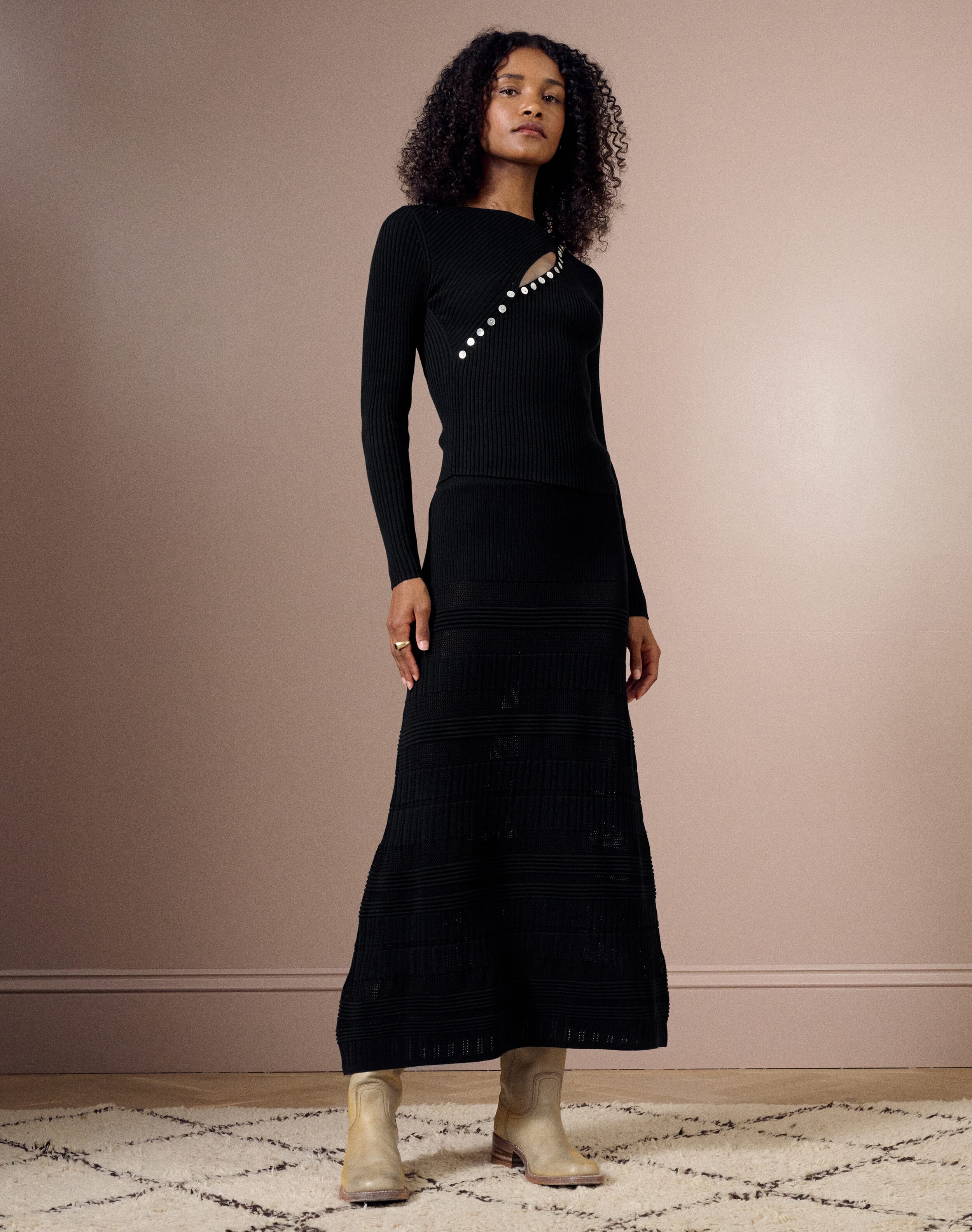 The Knitted Rib Top in Black | Womenswear | Clearance