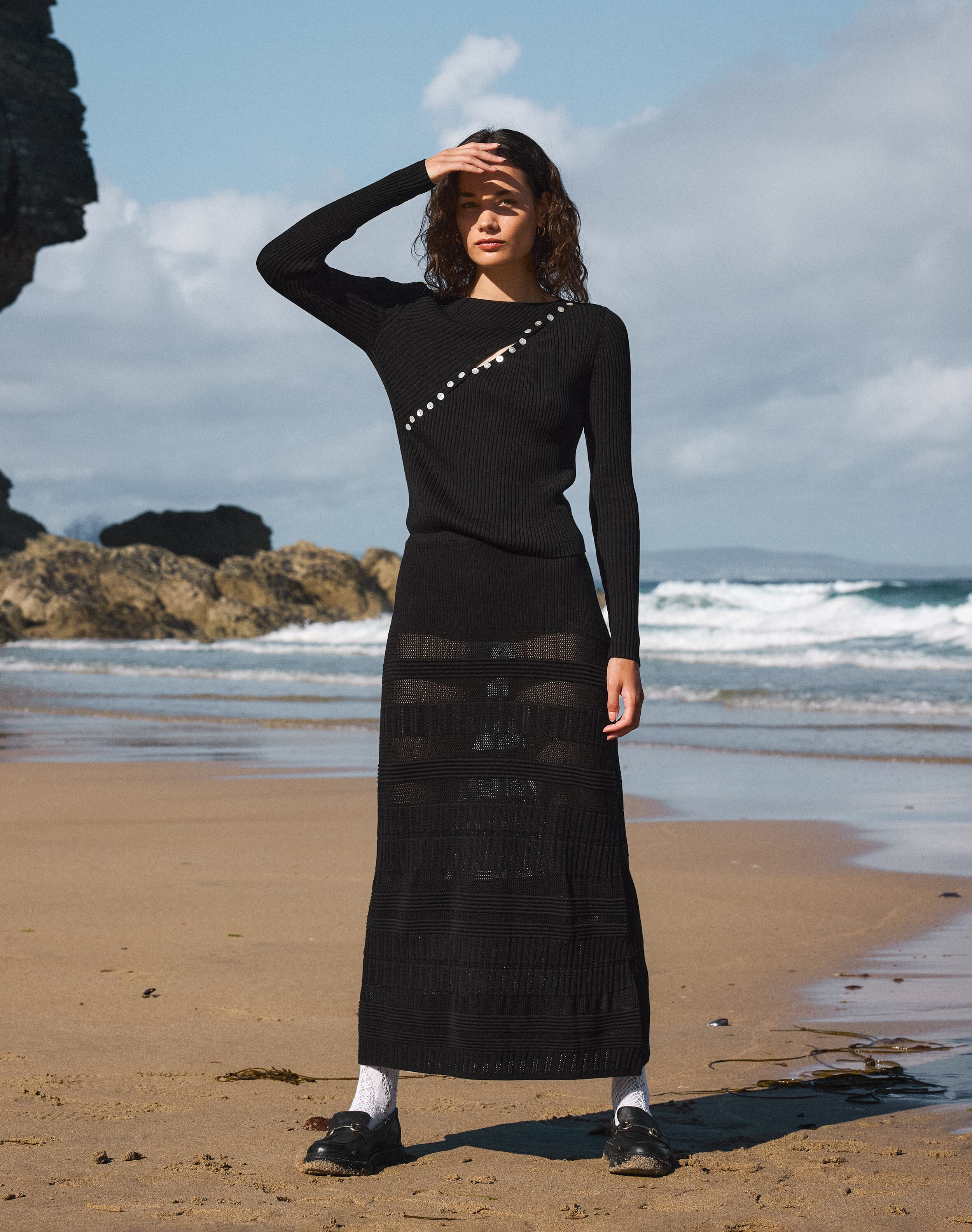 The Knitted Rib Top in Black | Womenswear | Clearance