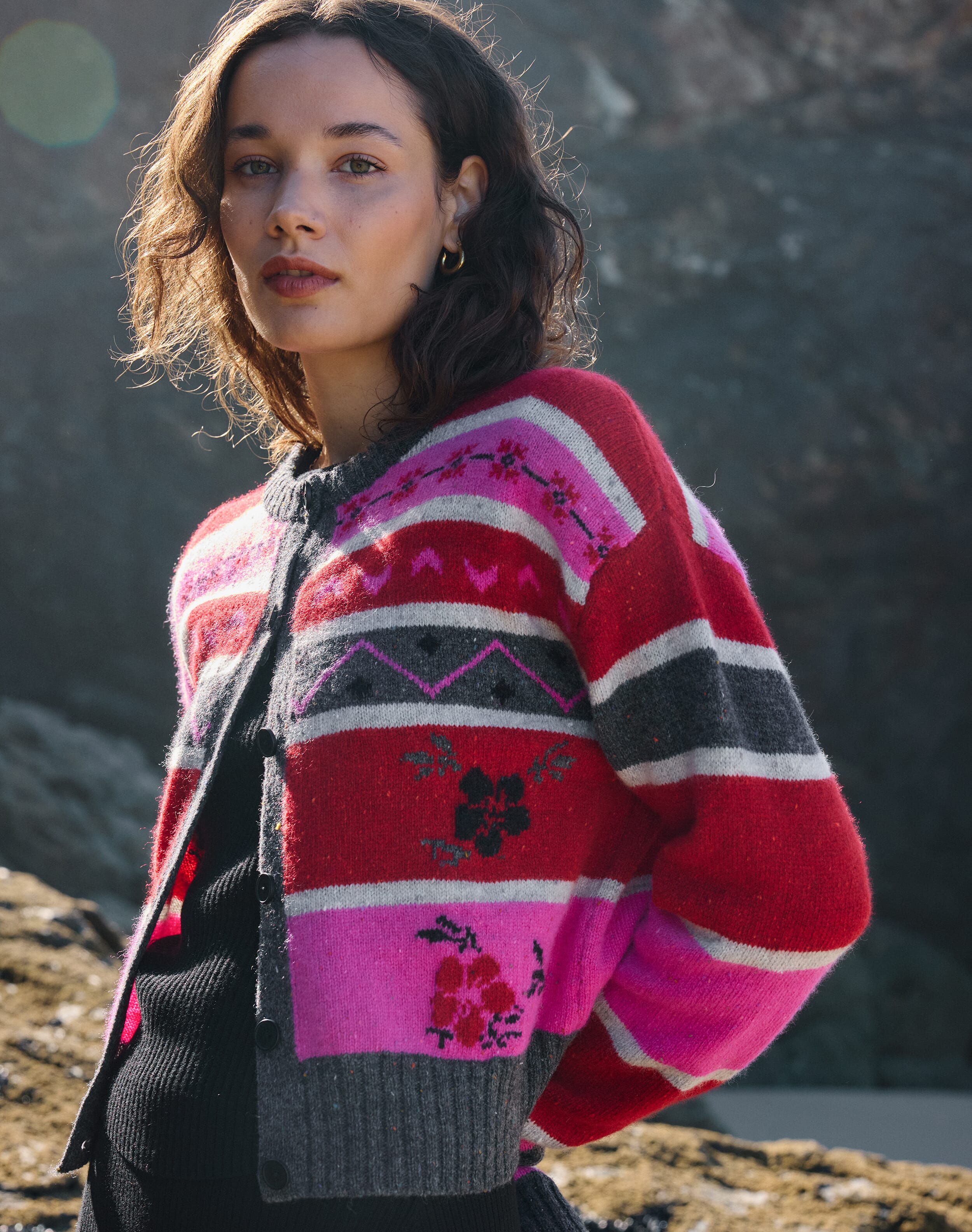 Brora Cashmere Gauzy Knit Poncho Seaspray