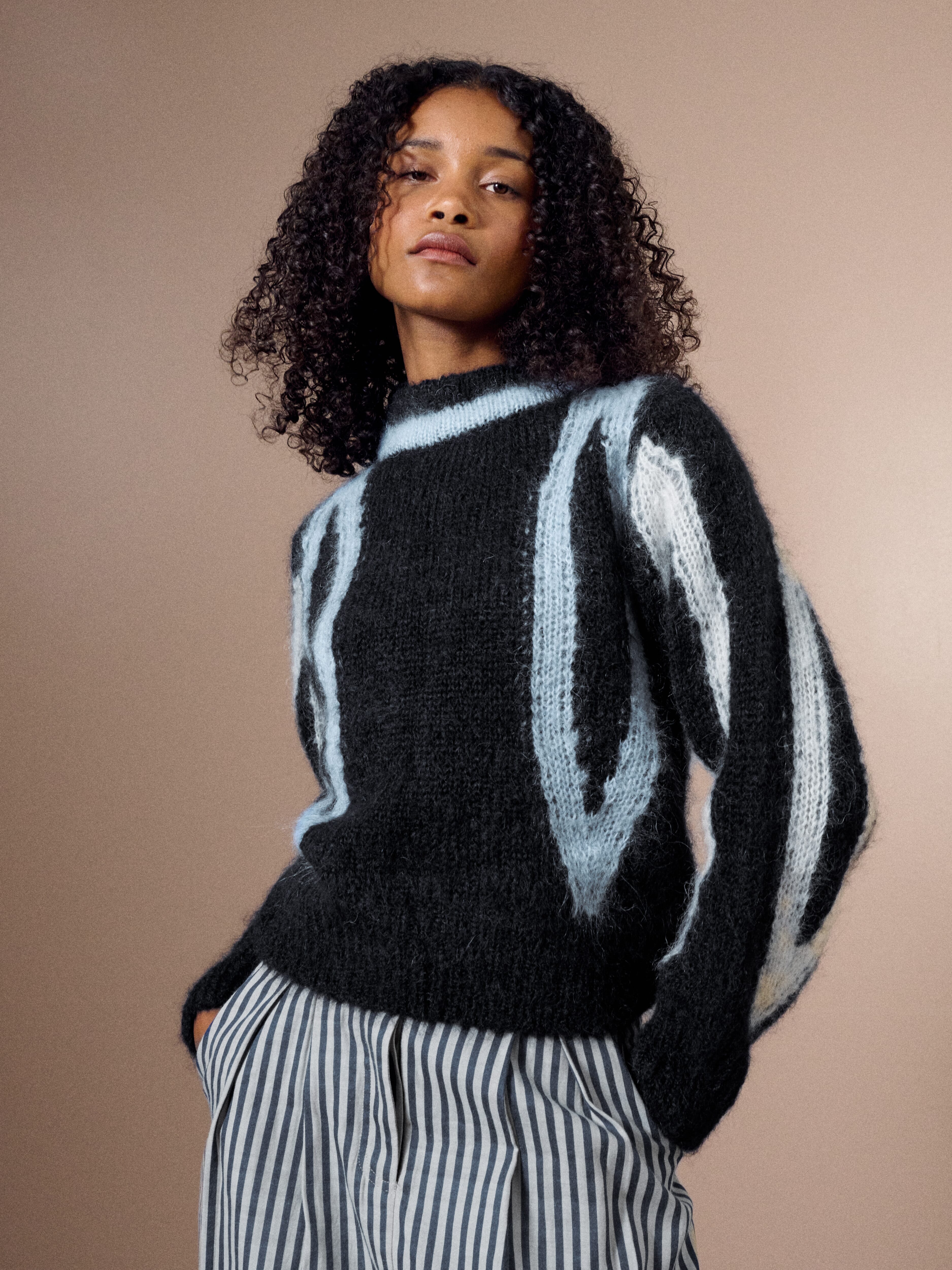 The Mohair Intarsia Jumper in Black | Womenswear | Clearance