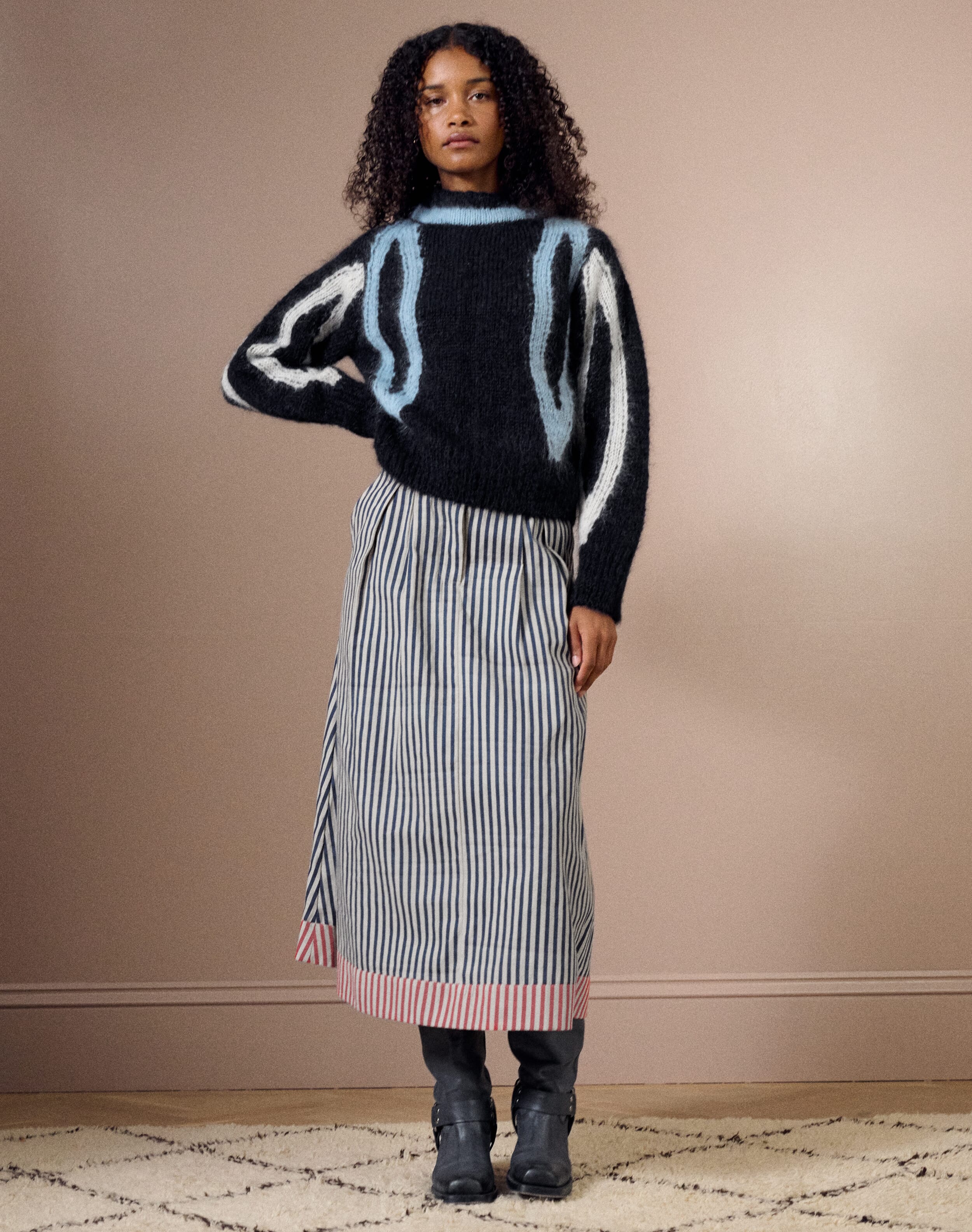 aere mohair boarder knit　美品 DISCOVERED MOHAIR BORDER KNIT CARDIGAN - Beige | Garmentory