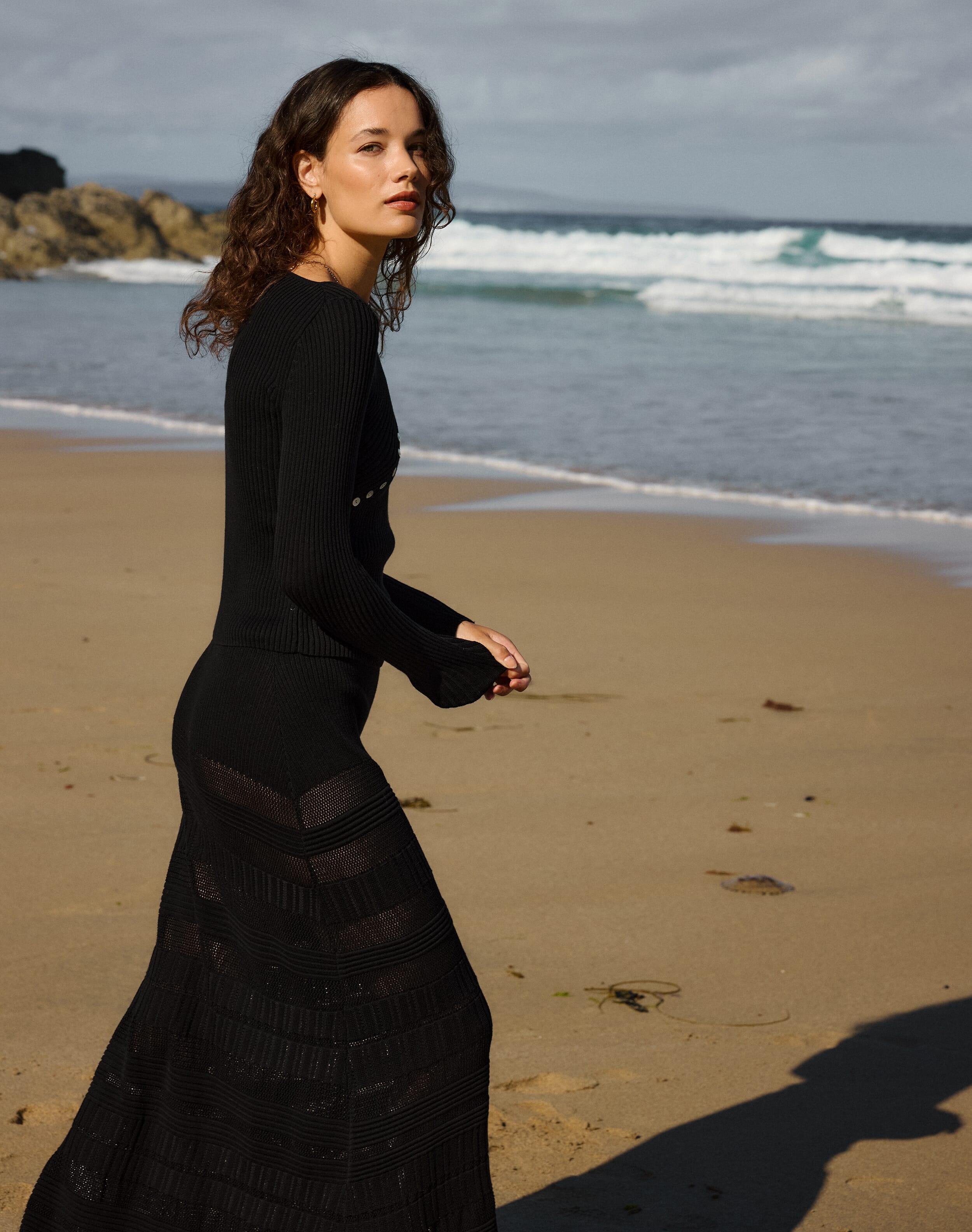 The Knitted Skirt in Black | Womenswear | SKYE by Brora AW25