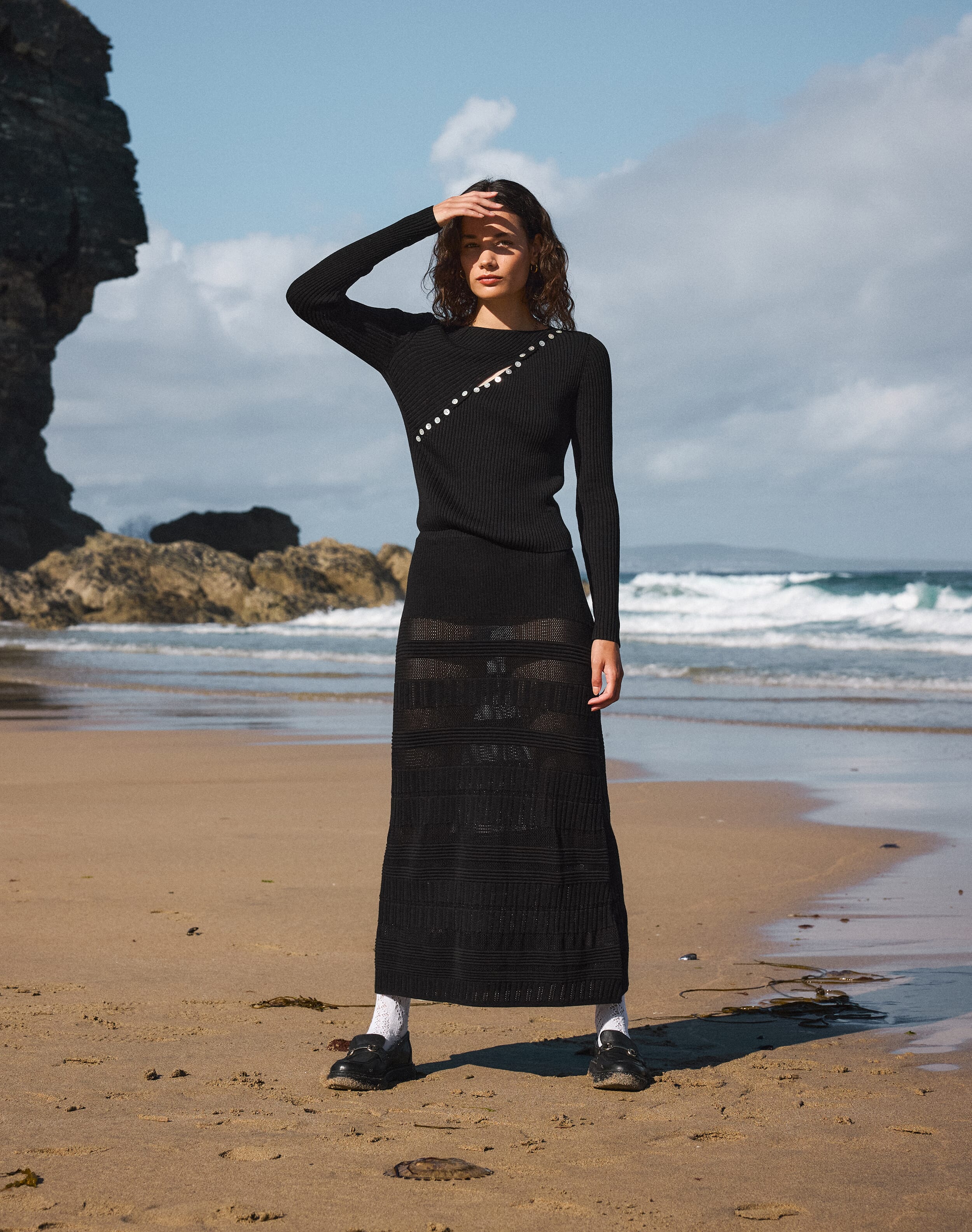 The Knitted Skirt in Black | Womenswear | Clearance
