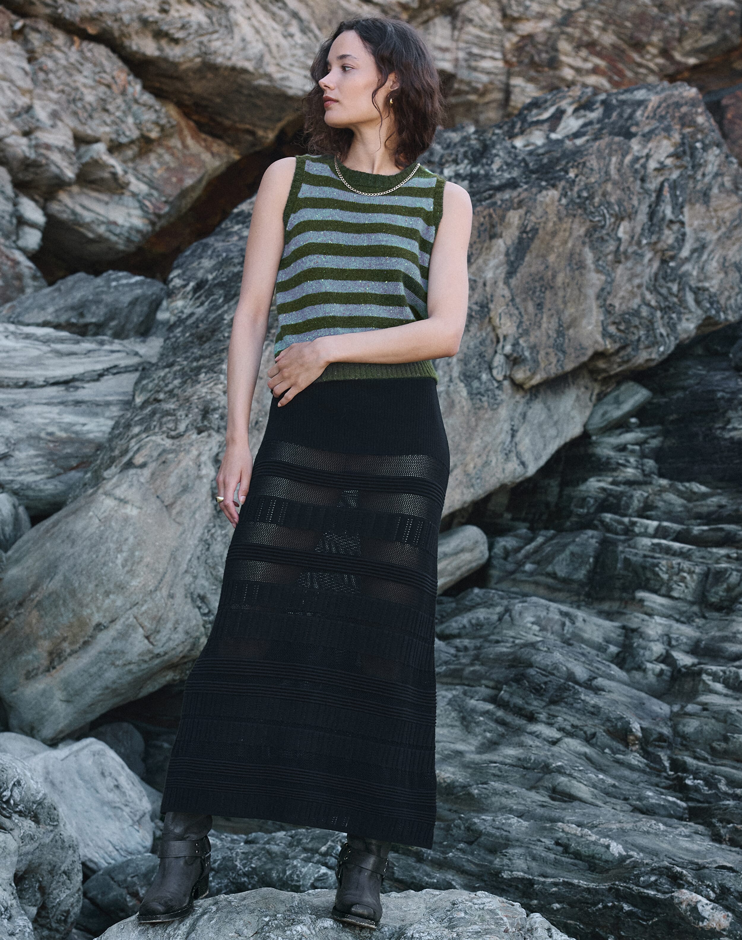 The Knitted Skirt in Black | Womenswear | SKYE by Brora AW25