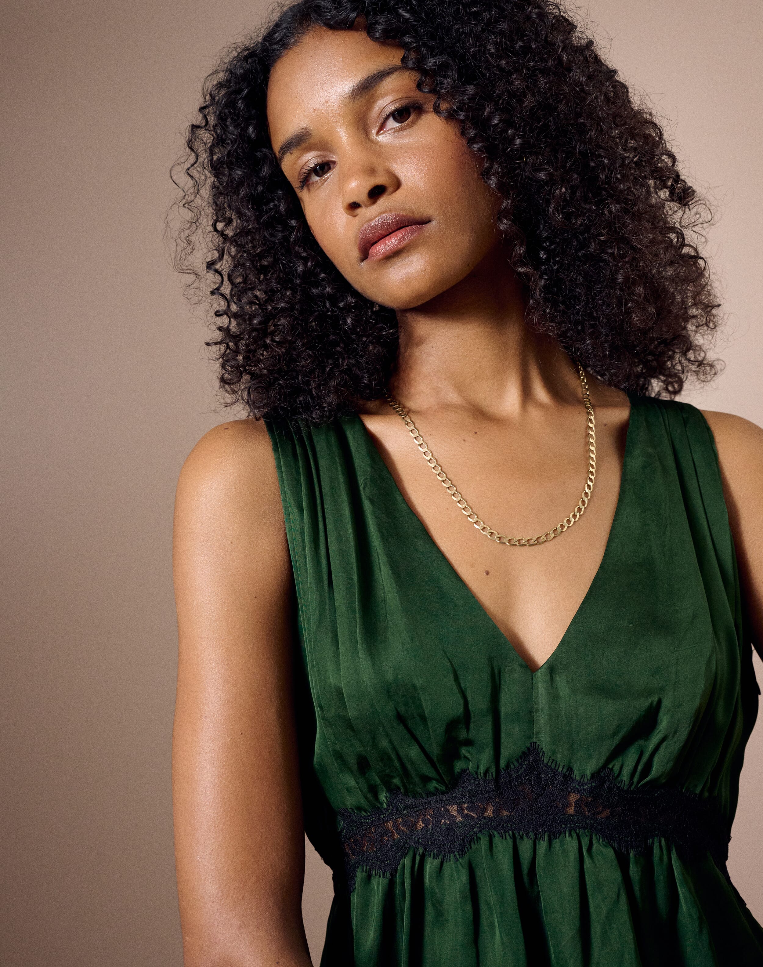 The Satin Lace Cami in Ivy | Tops | Clearance