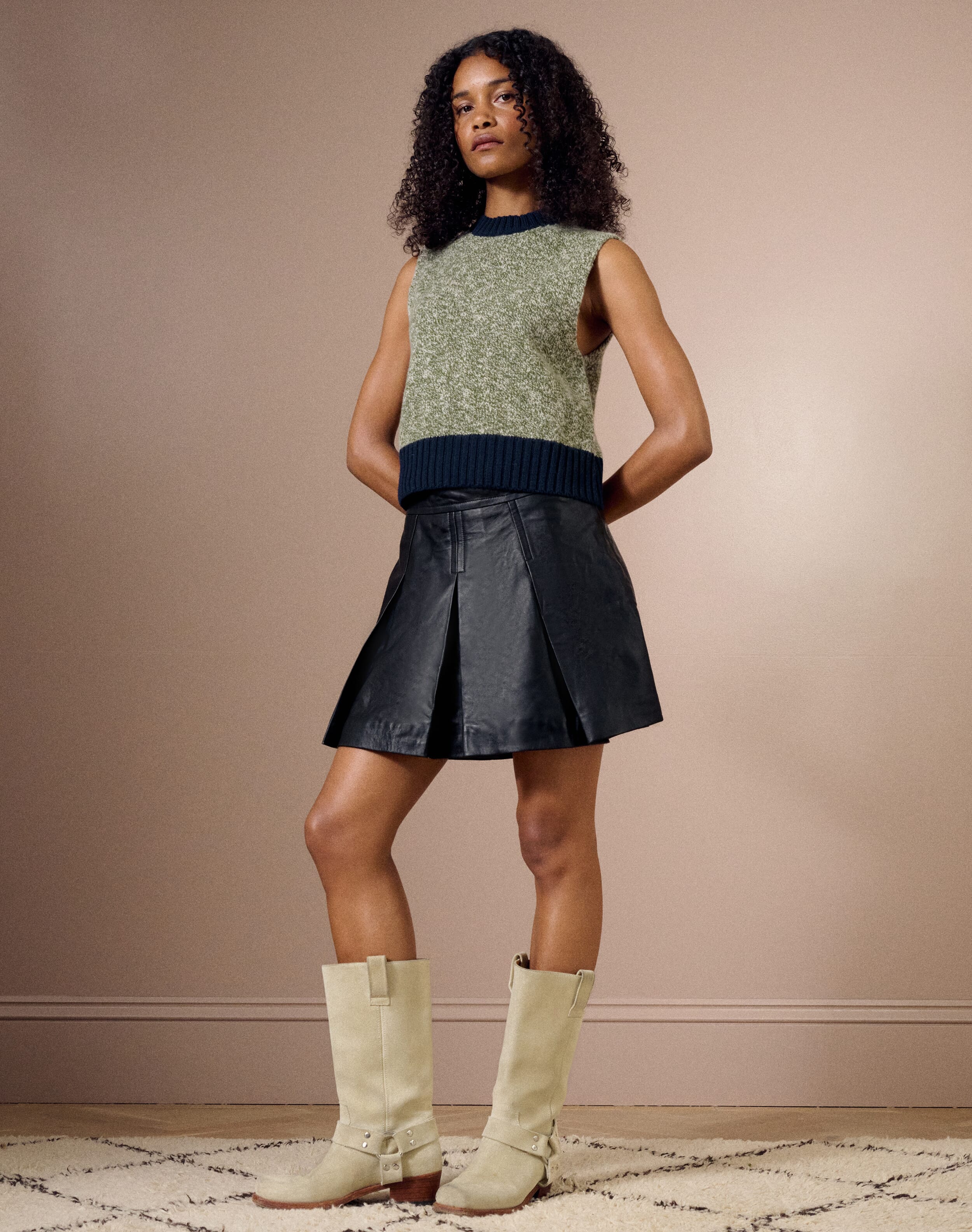 The Leather Skirt in Black | Womenswear | SKYE by Brora AW25