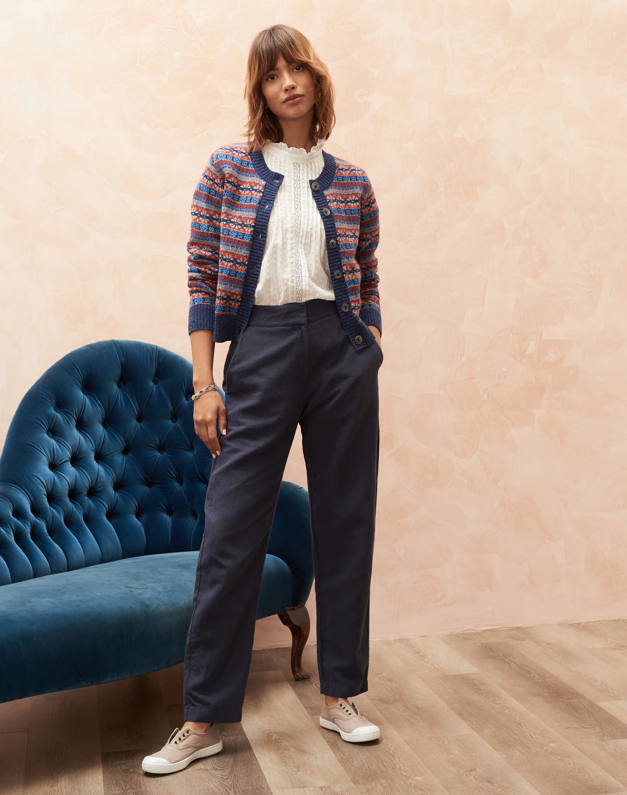 Indigo Frilled Square Cardigan