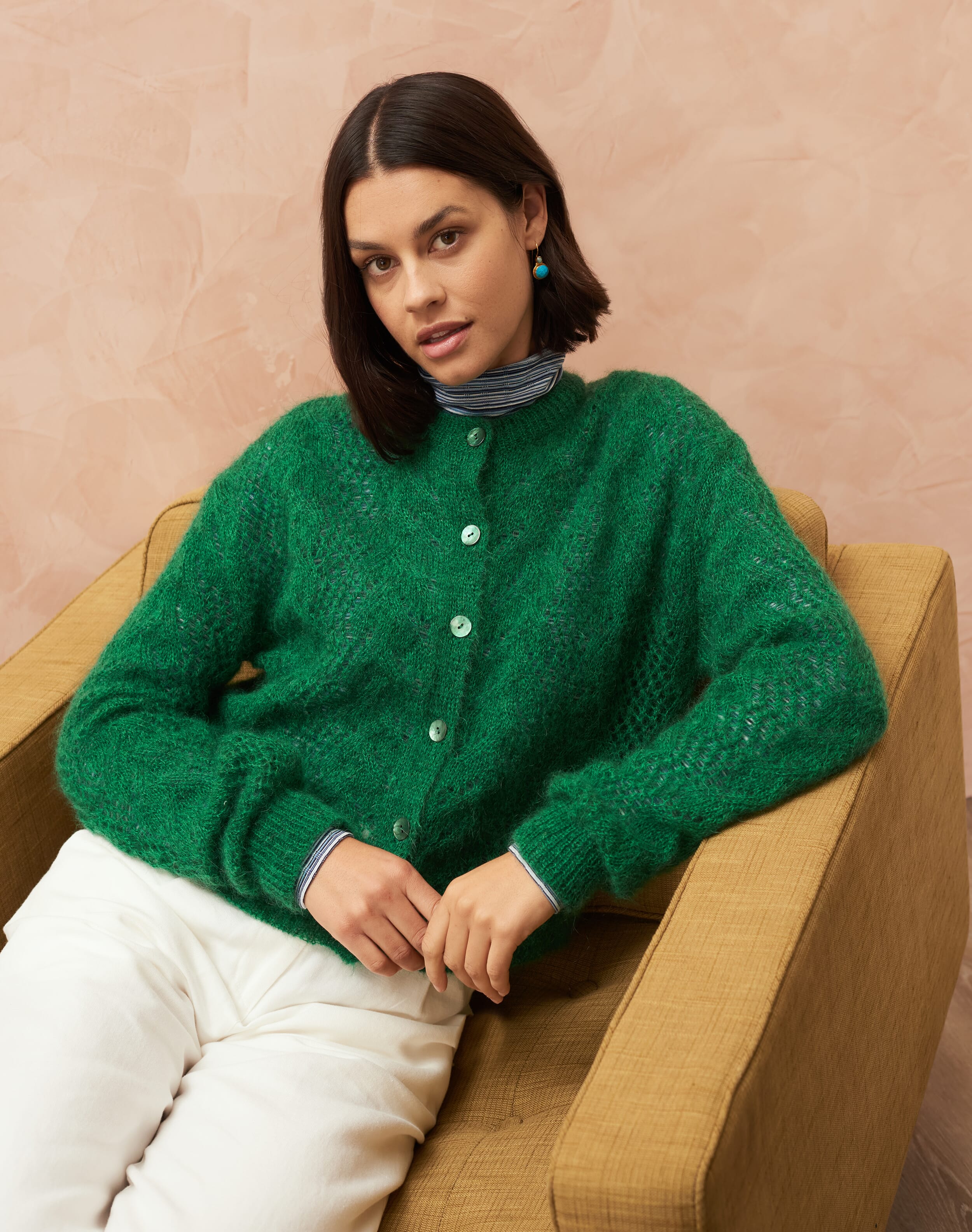 Mohair Lace Cardigan Emerald