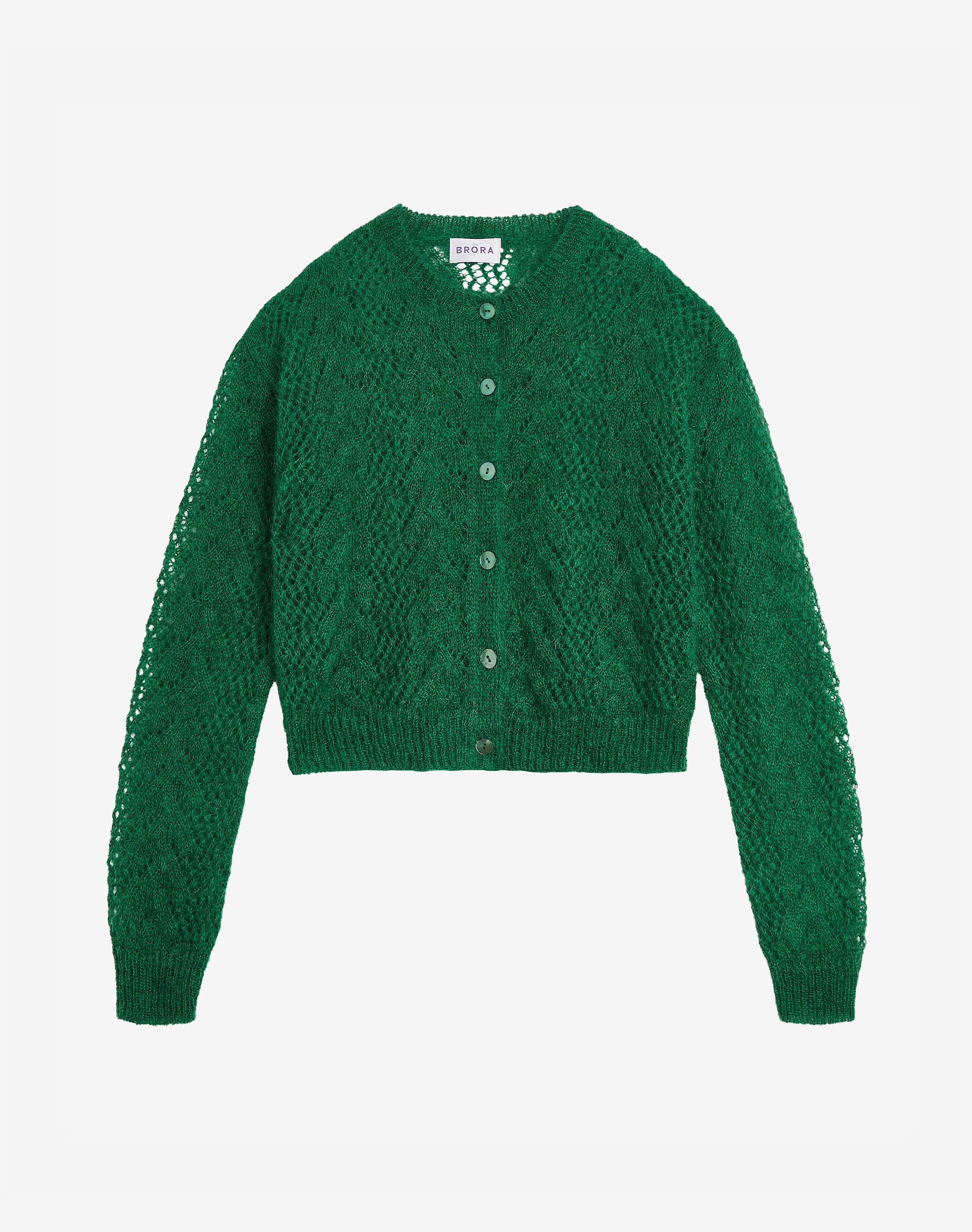 Mohair Lace Cardigan in Emerald Knitwear Brora