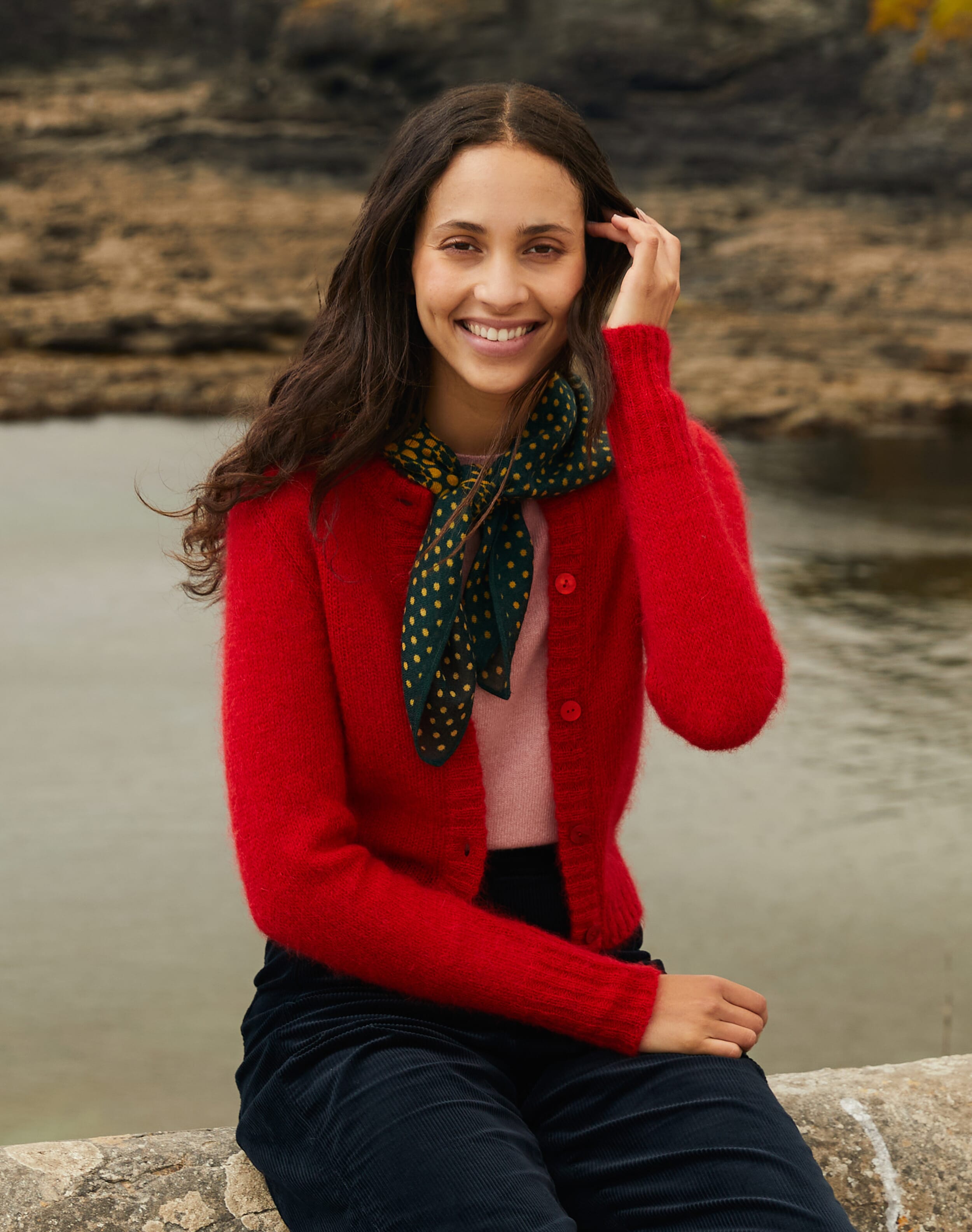 Brora Mohair Cardigan Poppy