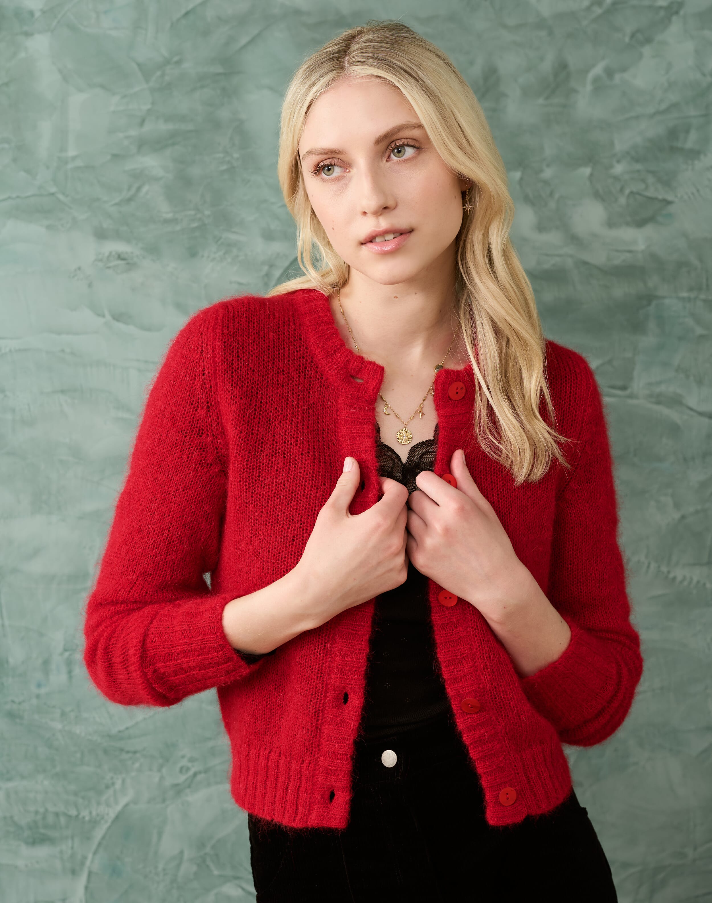 Red Mohair Cardigan Women s Knitwear Brora Fashion