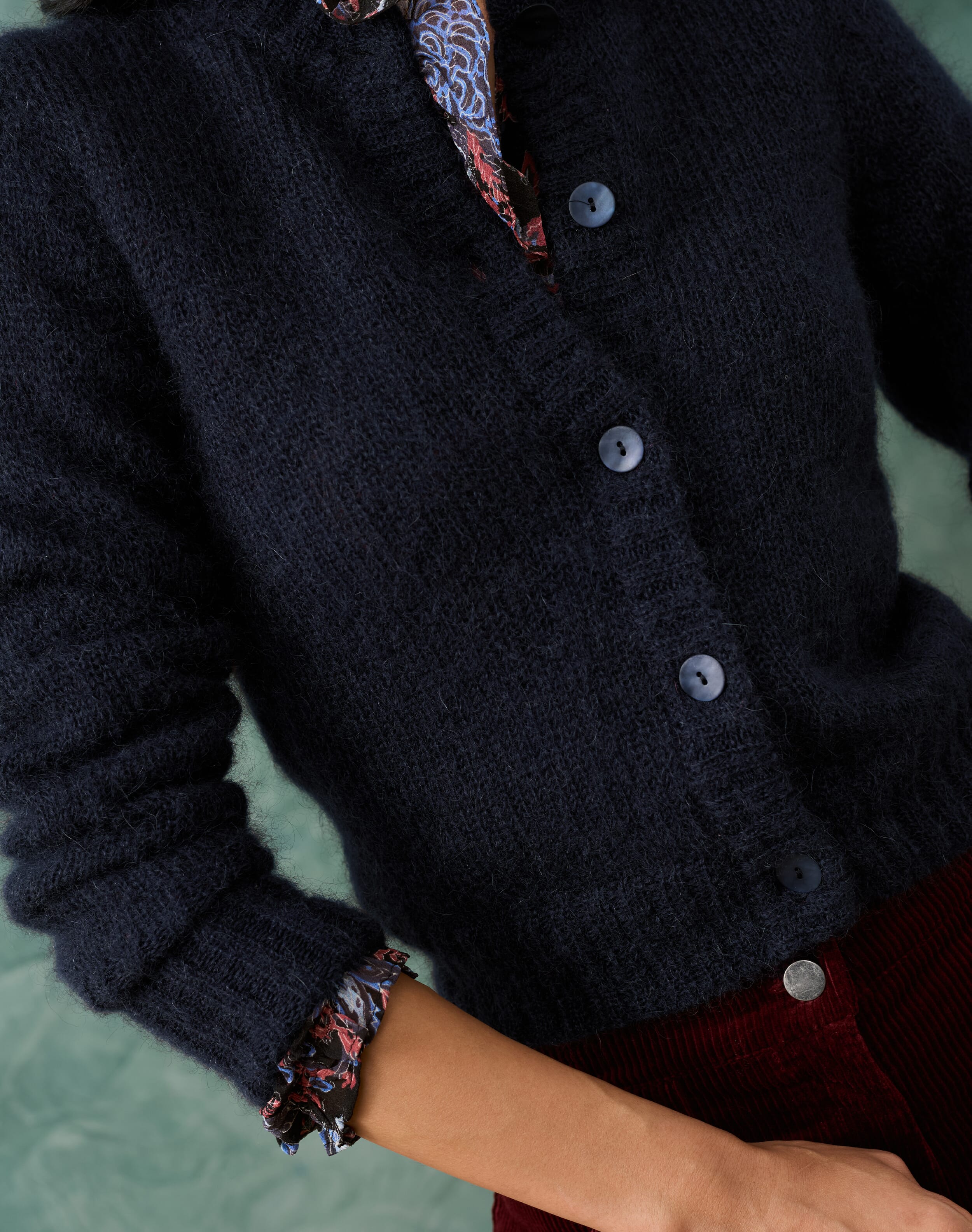 Navy Mohair Cardigan | Women's Knitwear | Brora Sale