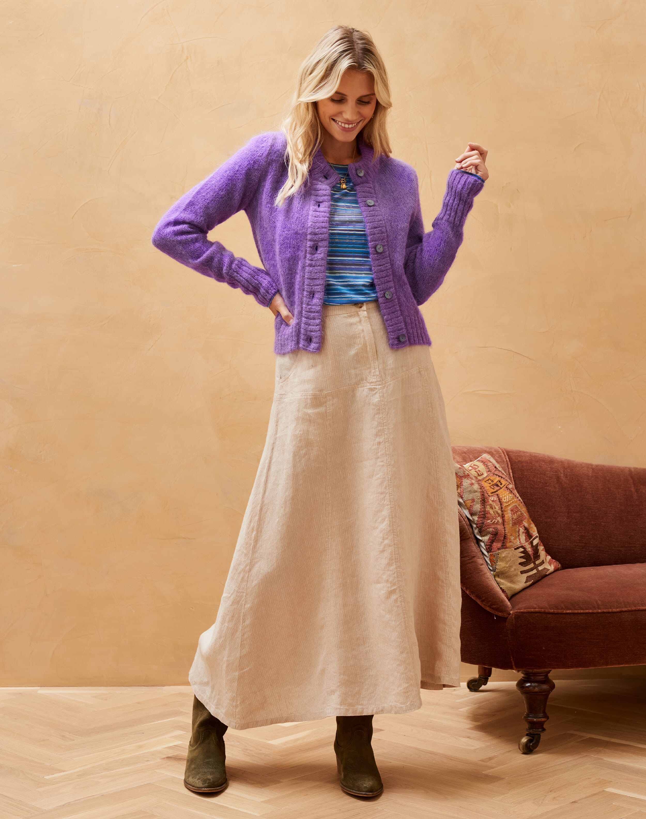 ARAGONA 売れ筋商品|||アラゴナ ニット&セーター アウター レディース Sweaters Purple Mohair Cardigan in Purple | Womenswear | Brora