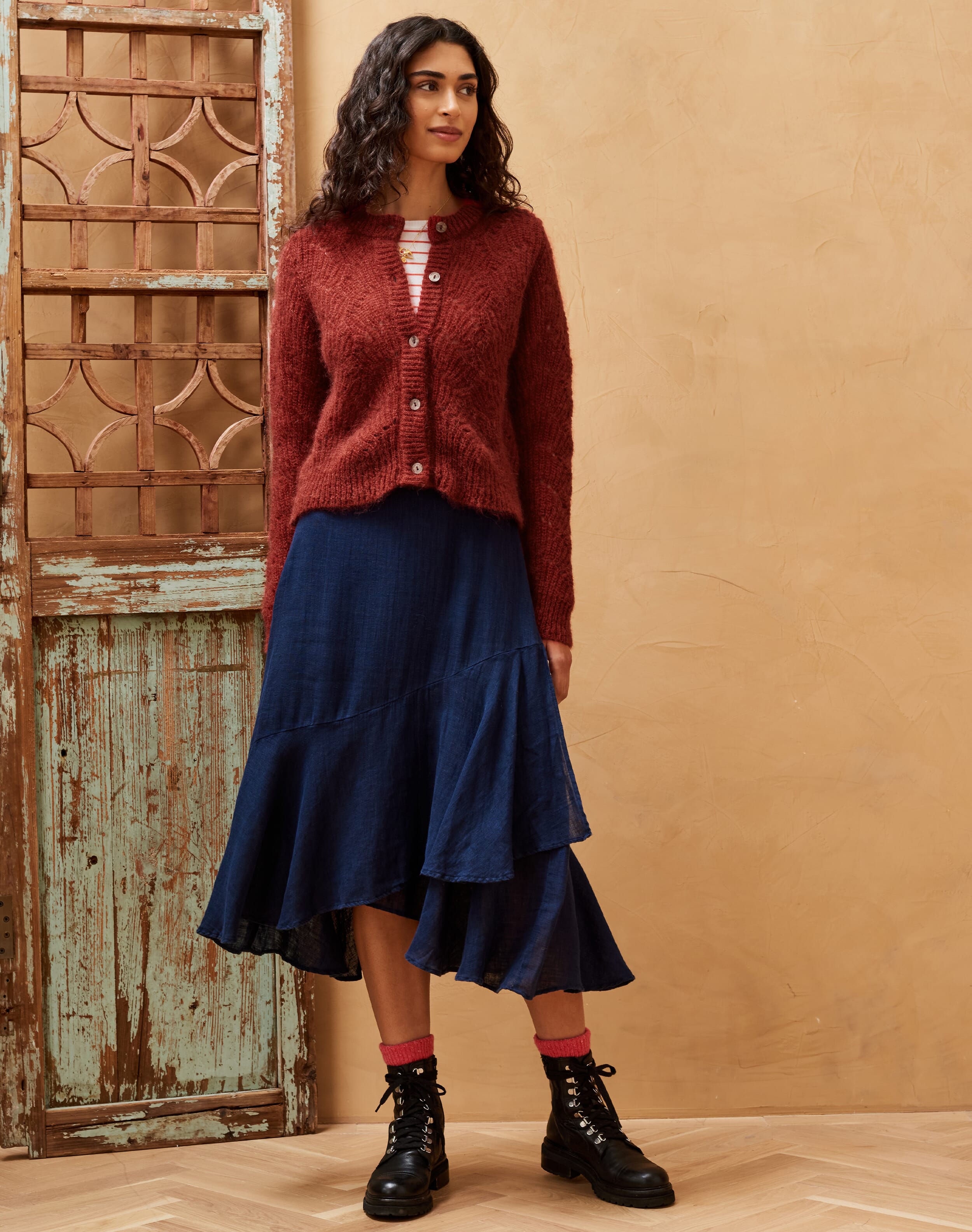 Red Mohair Lace Cardigan | Women's Cardigans | Brora Fashion