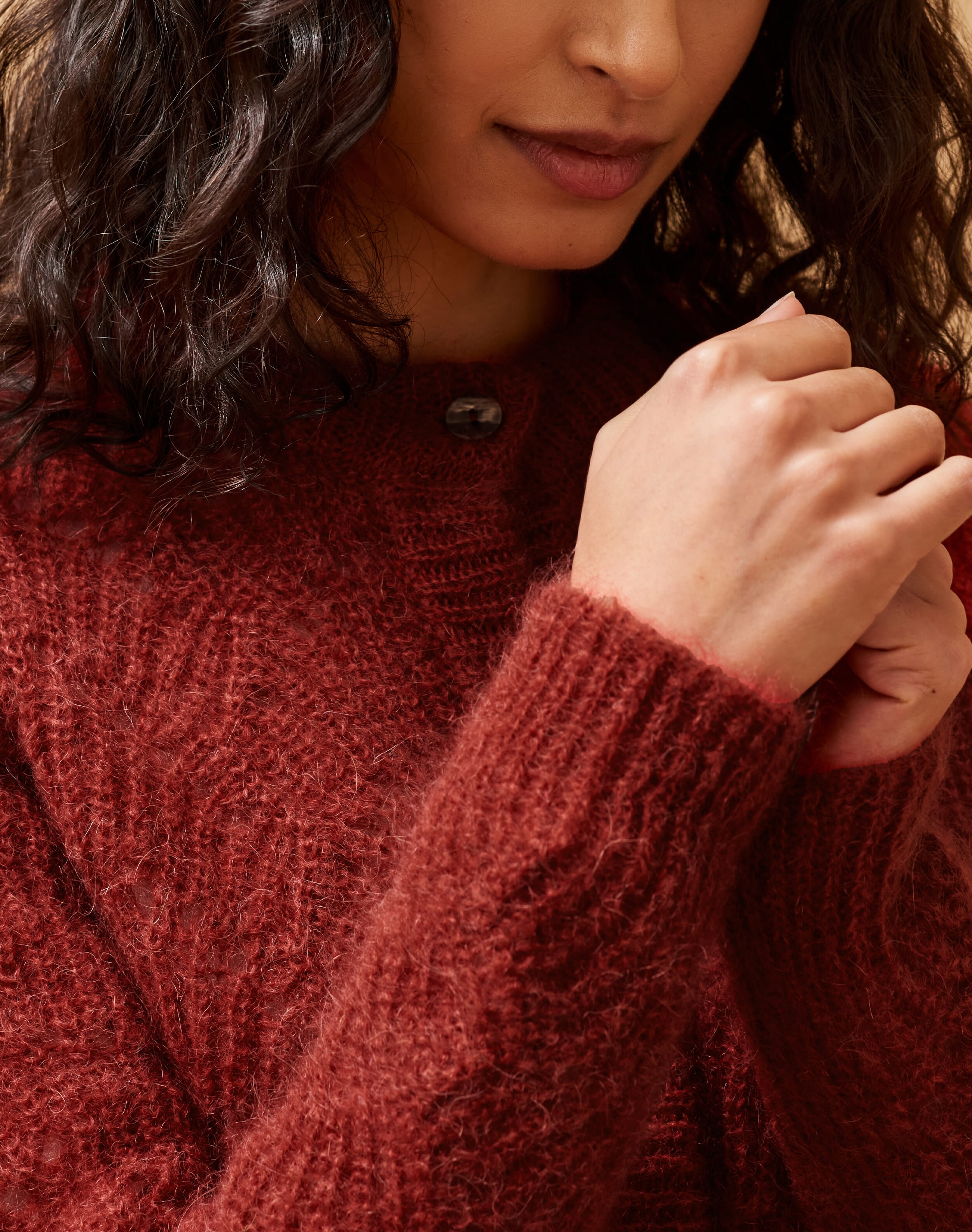 Red Mohair Lace Cardigan | Women's Cardigans | Brora Fashion