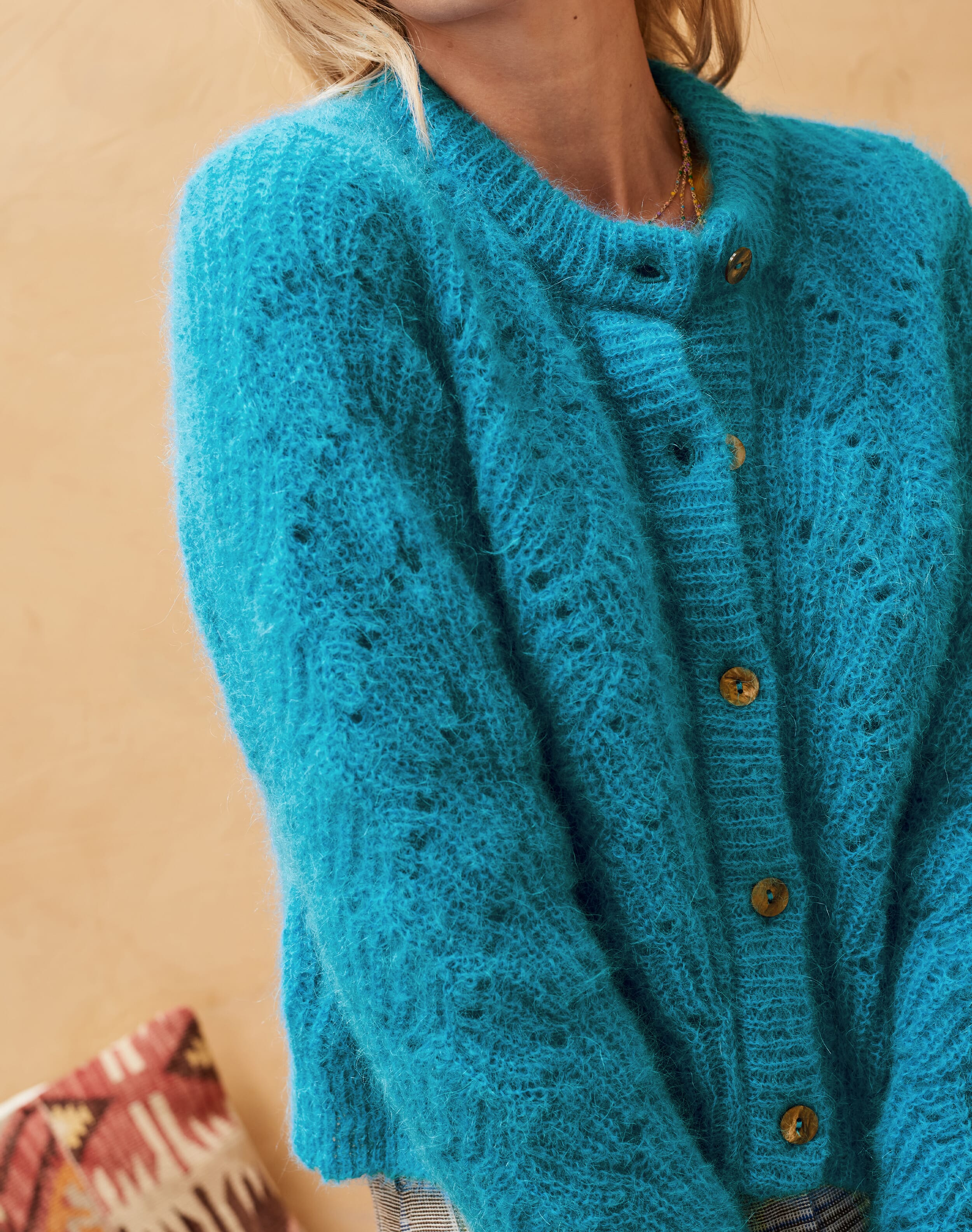 Blue Mohair Lace Cardigan | Women's Cardigans | Brora Fashion