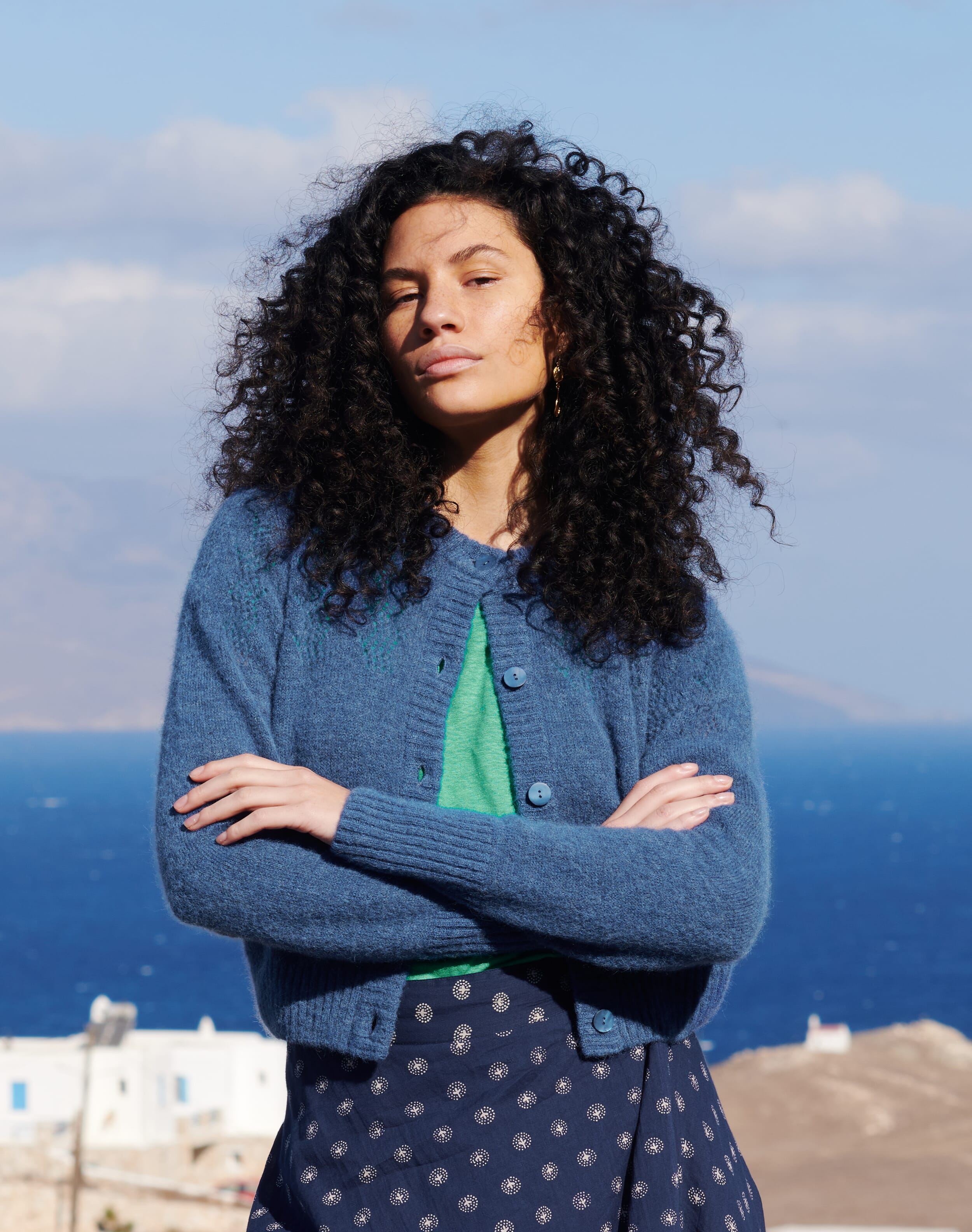 Alpaca Textured Cardigan in Delft | Women's Cardigans | Brora