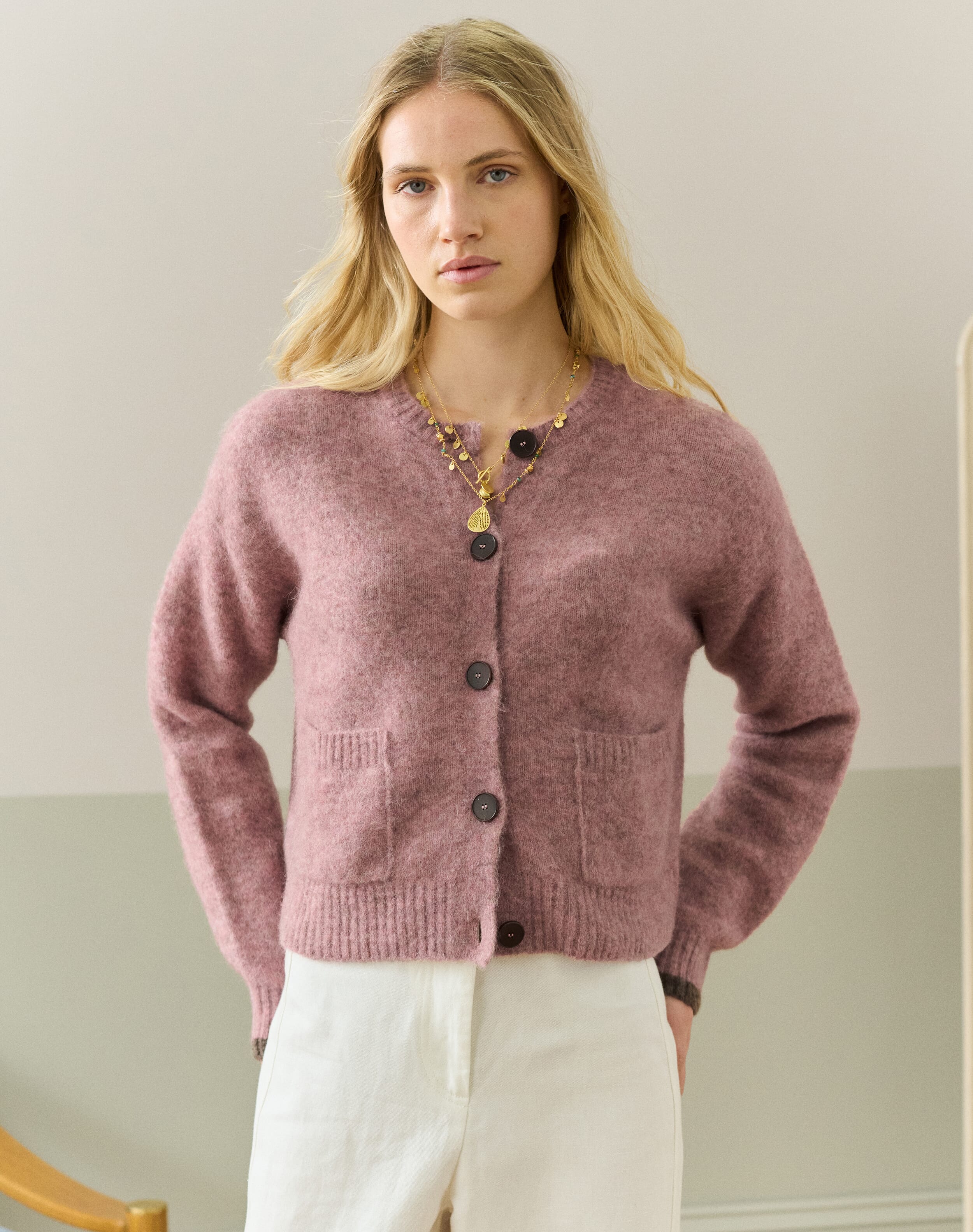 Brora Alpaca Cardigan Dusty pink  - Size: 10