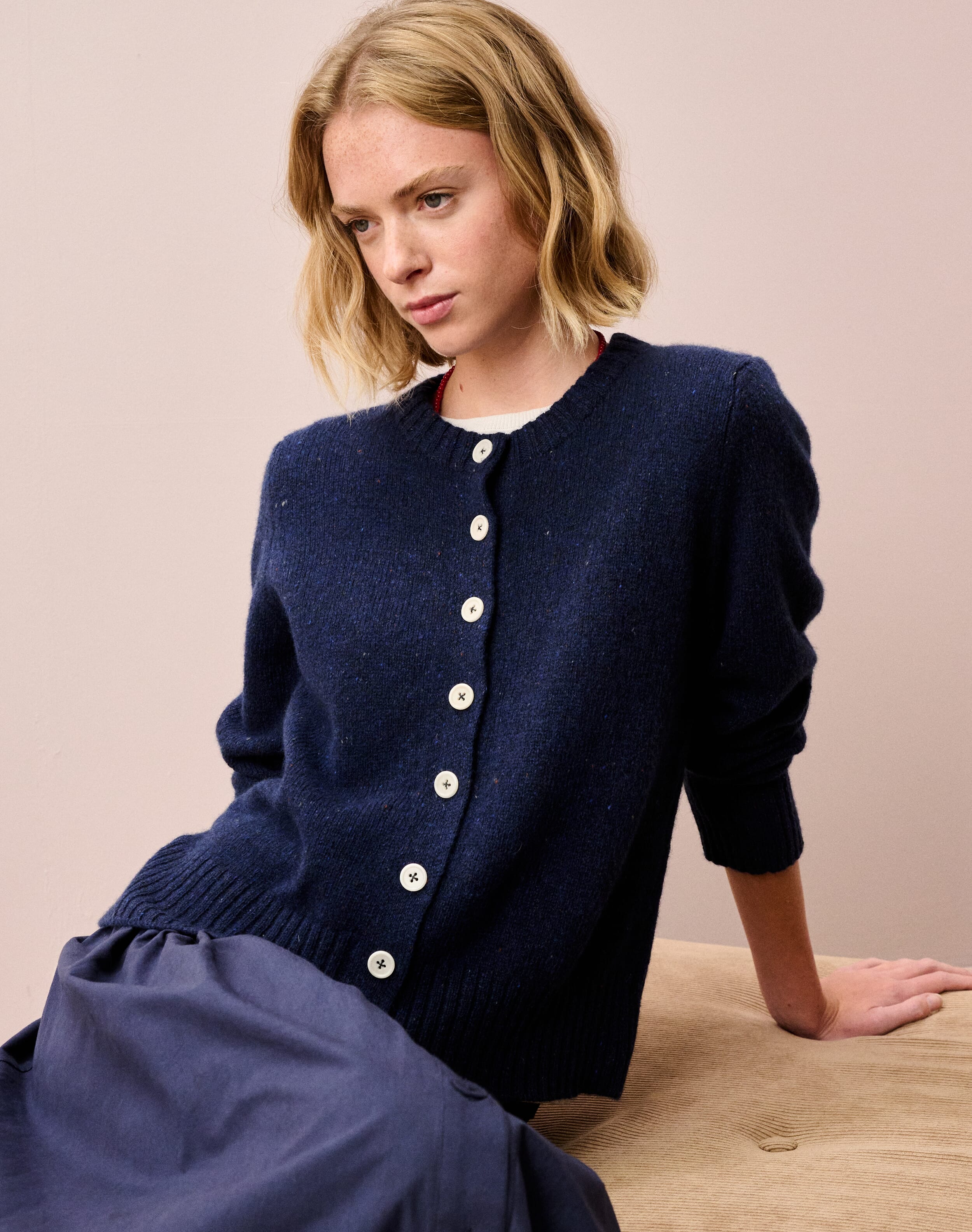 Brora Wool Donegal Cardigan Navy