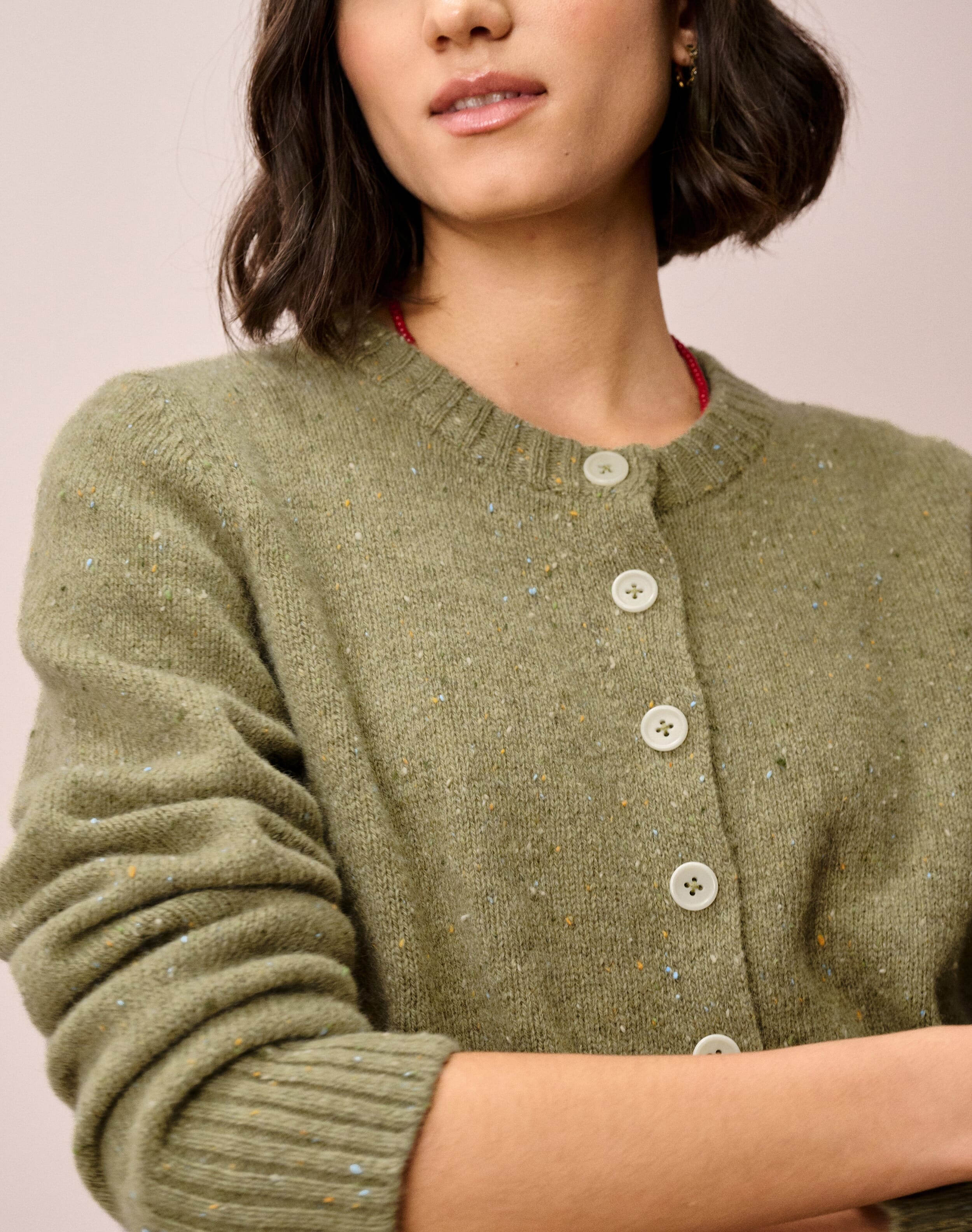 Wool Donegal Cardigan in Lichen | Womenswear | Brora Knitwear