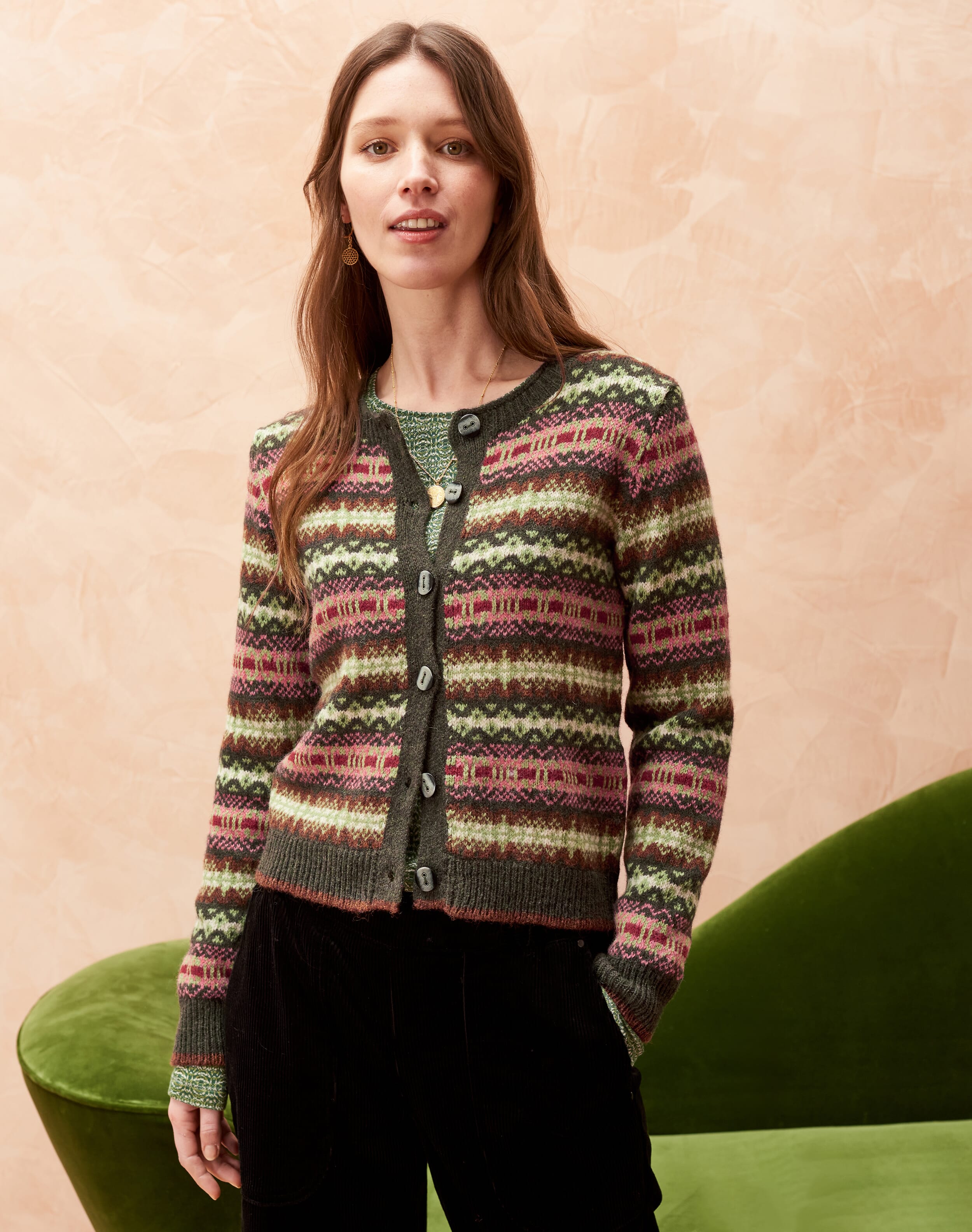 Women's Wool Cardigan 100% Wool Fair Isle Sweater Handknitted Fair