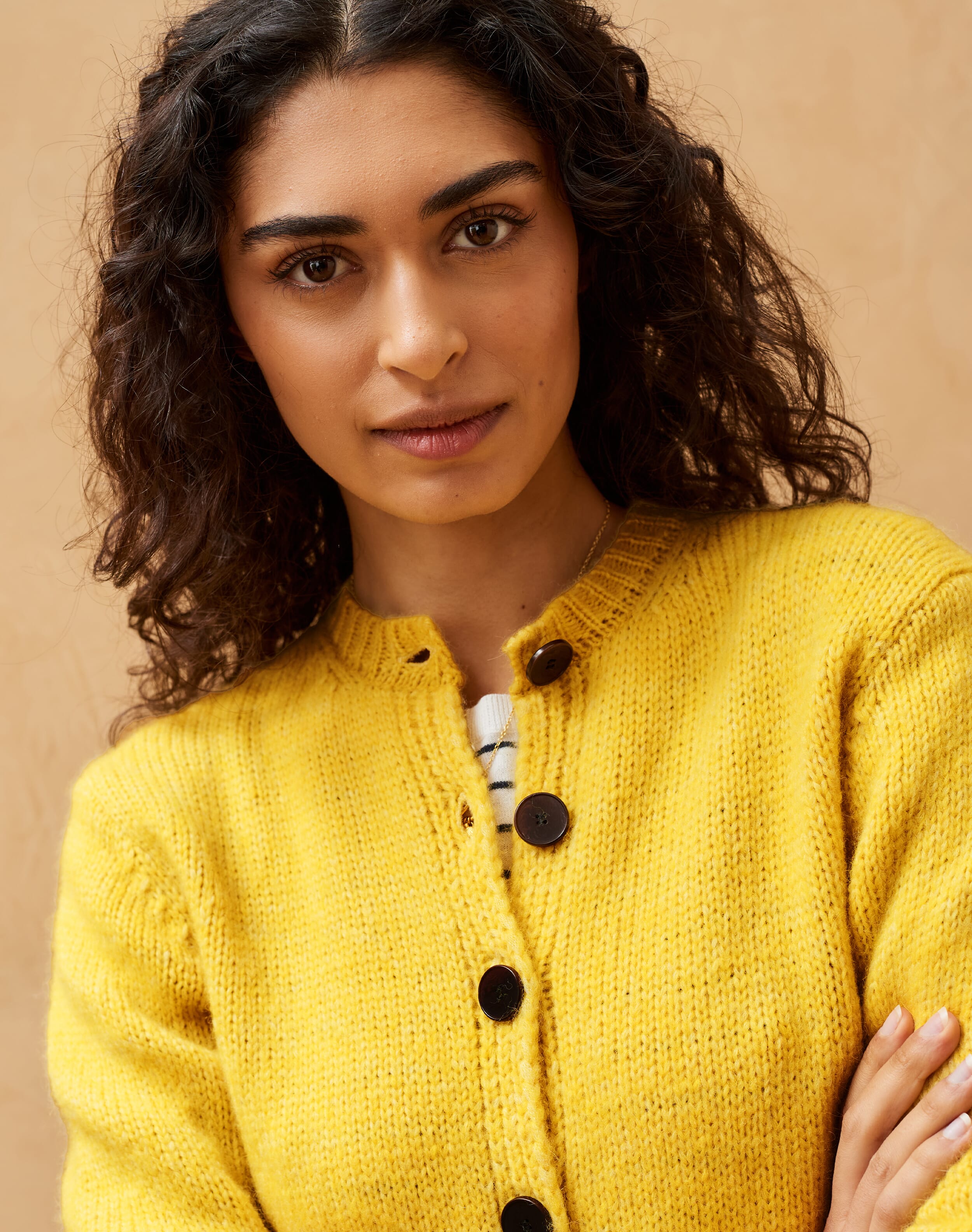 Brora Alpaca Cropped Cardigan Primrose