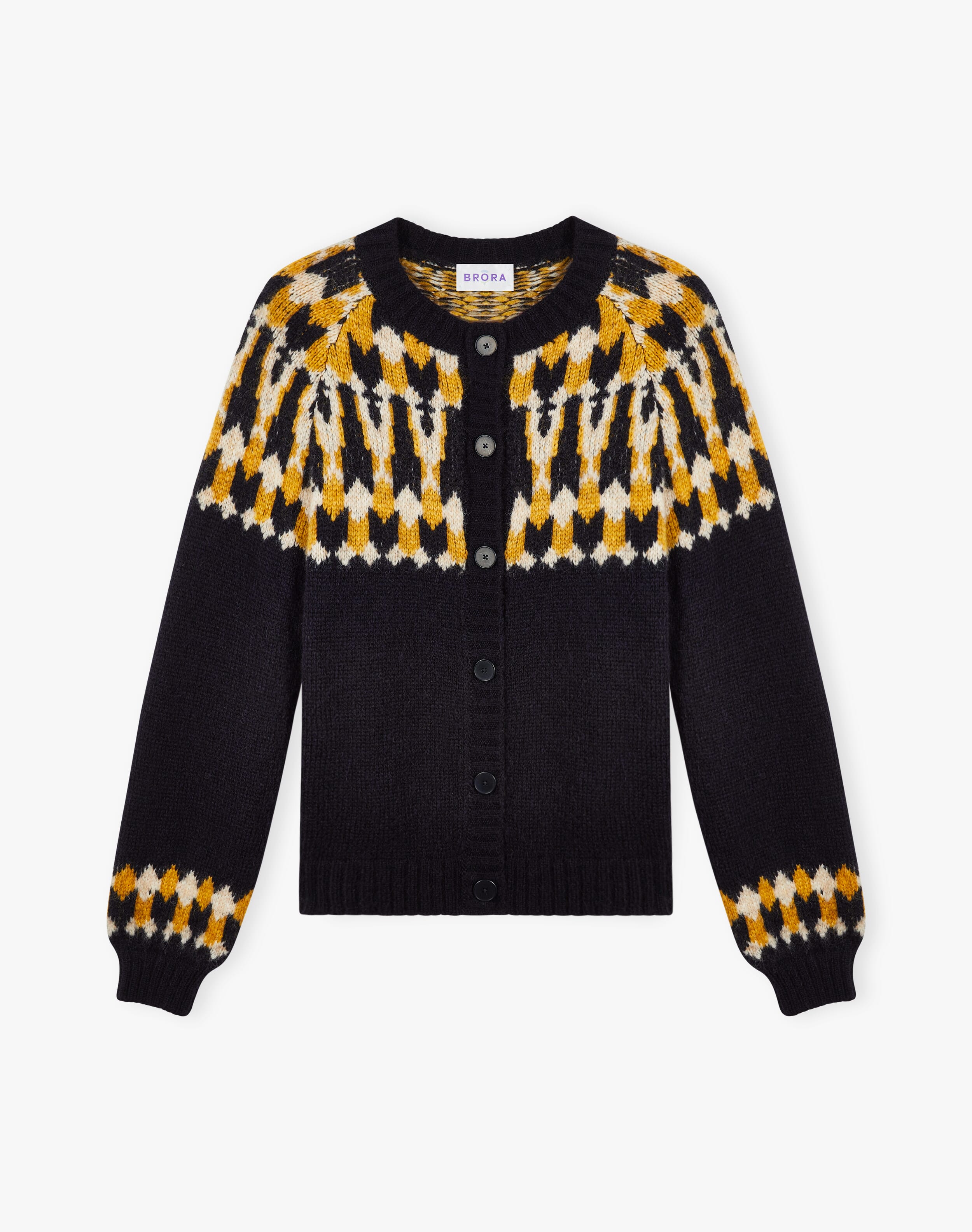 Women's Alpaca Fair Isle Cardigan in Ink | Brora Sale