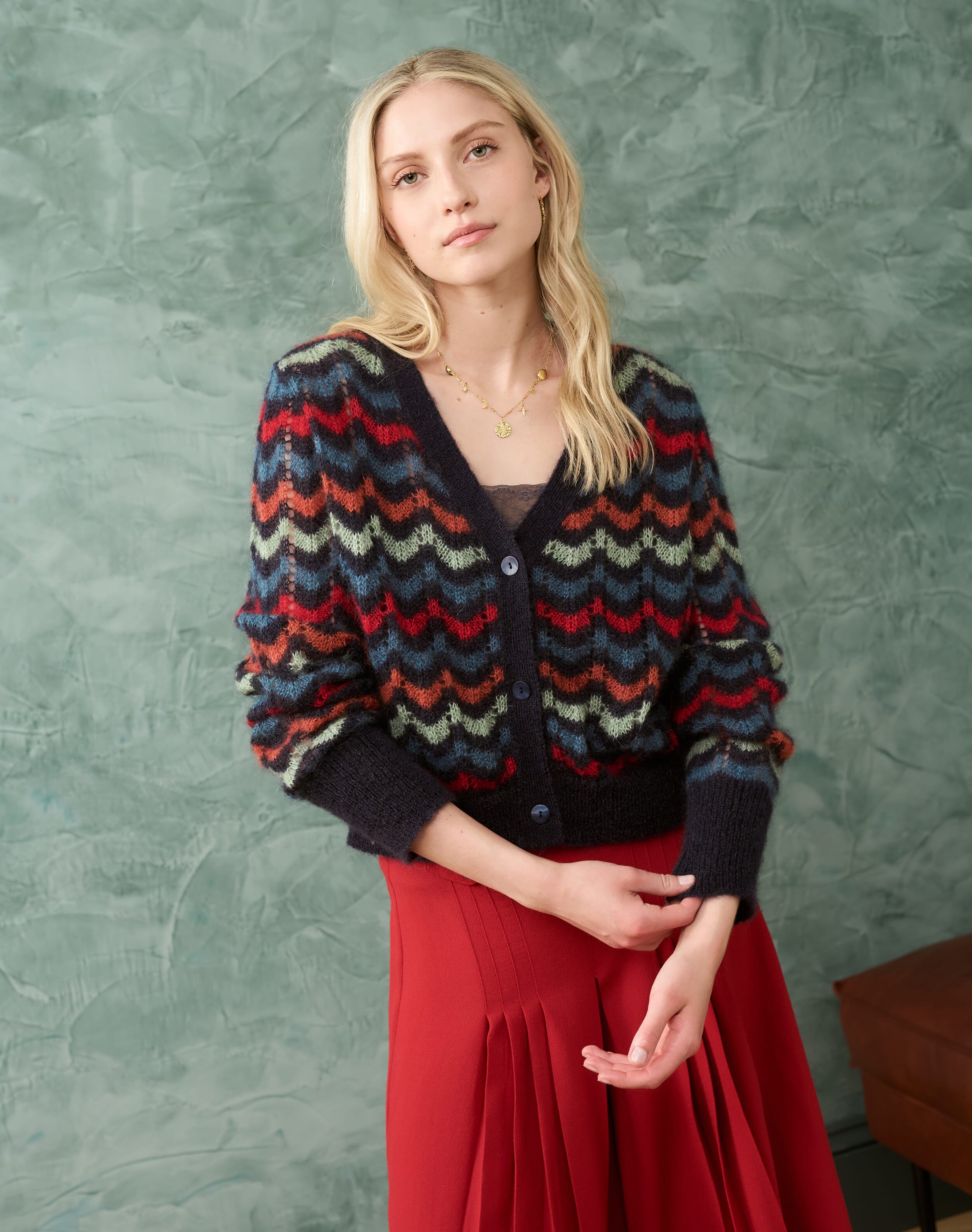 WYM MOHAIR BLEND KNIT SHIRT CARDIGAN WYM