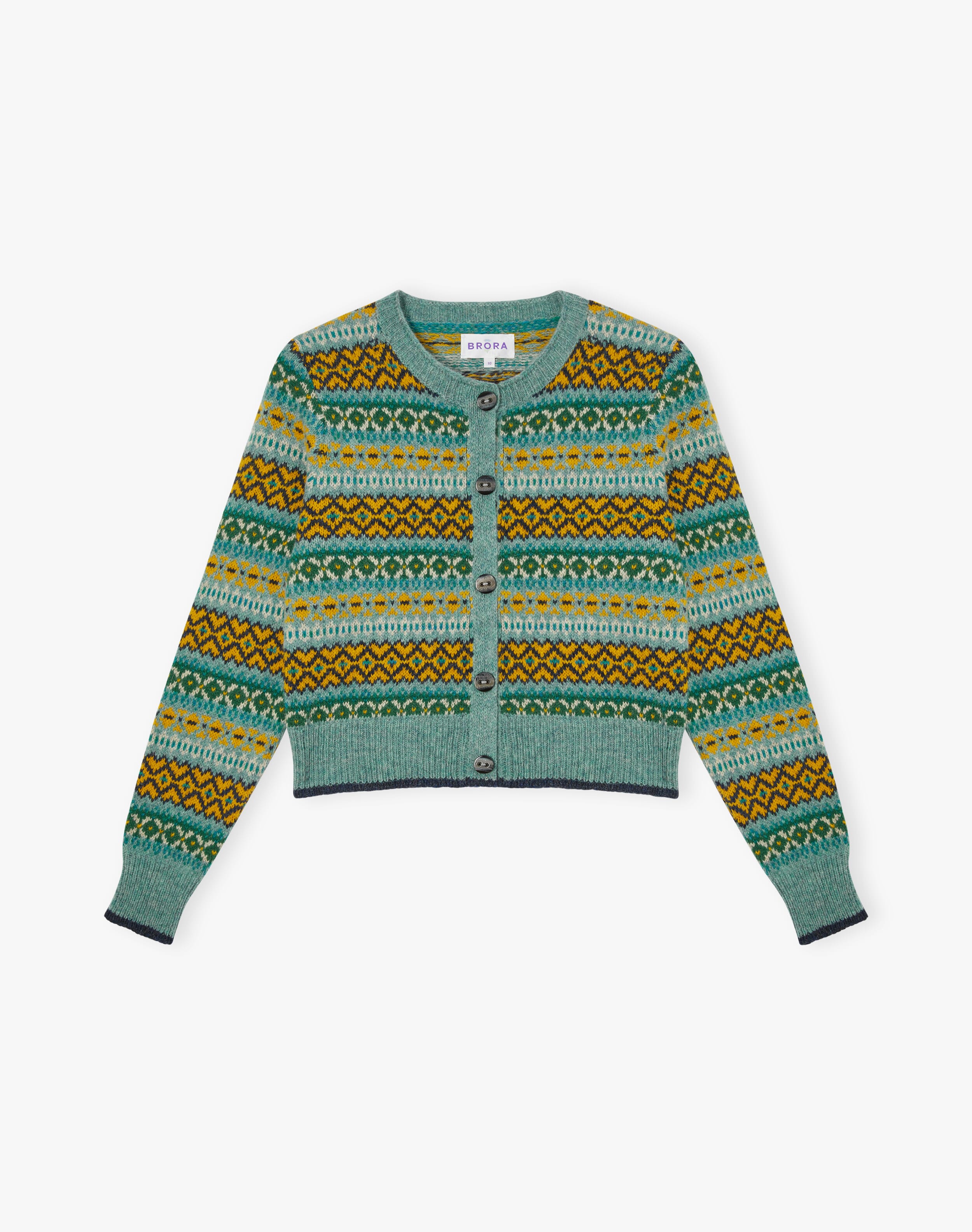 Wool Fair Isle Cardign in Topaz | Women's Knitwear | Brora