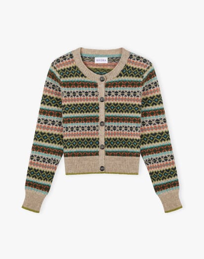 Wool Fair Isle Carding in Oak Women's Knitwear Brora Sale