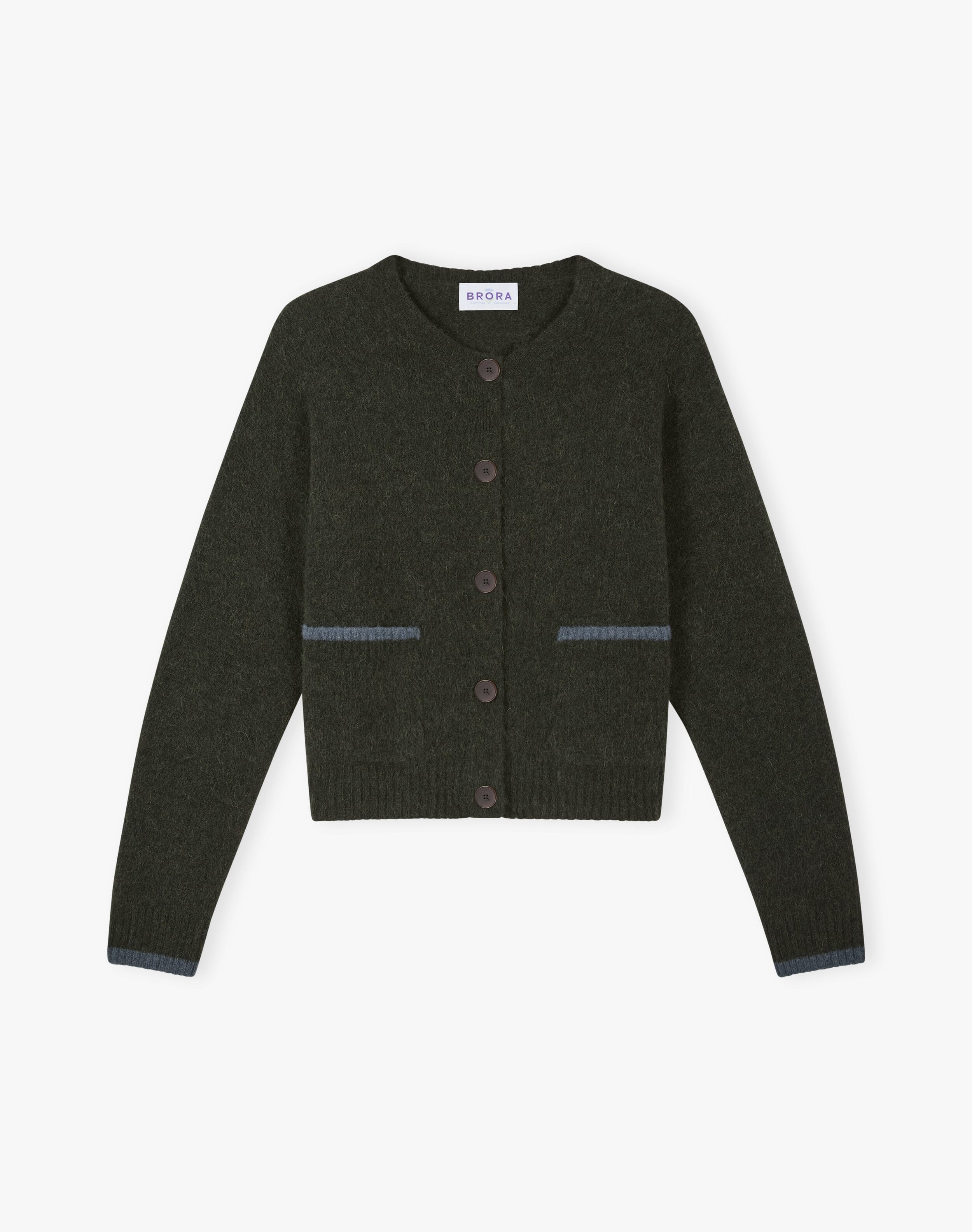 Alpaca Cardigan in Seaweed | Brora Clearance | Womenswear