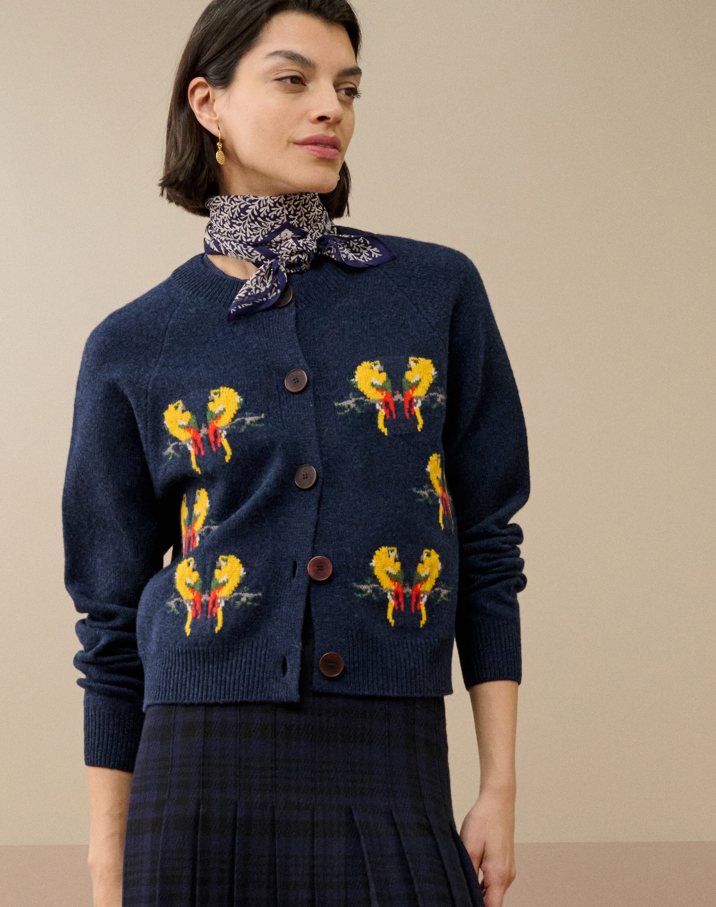 Supersoft Lambswool Parrot Cardigan in Neptune | Brora Clearance